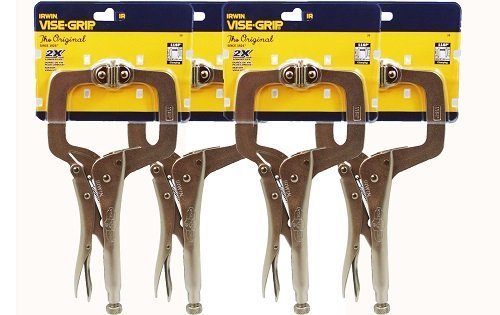 IRWIN Vise-Grip 11-Inch Locking Clamp with Swivel Pads - Heavy Duty Adjustable Clamps (4 Pack) for Woodworking, Metalworking, and DIY Projects by Irwin Tools