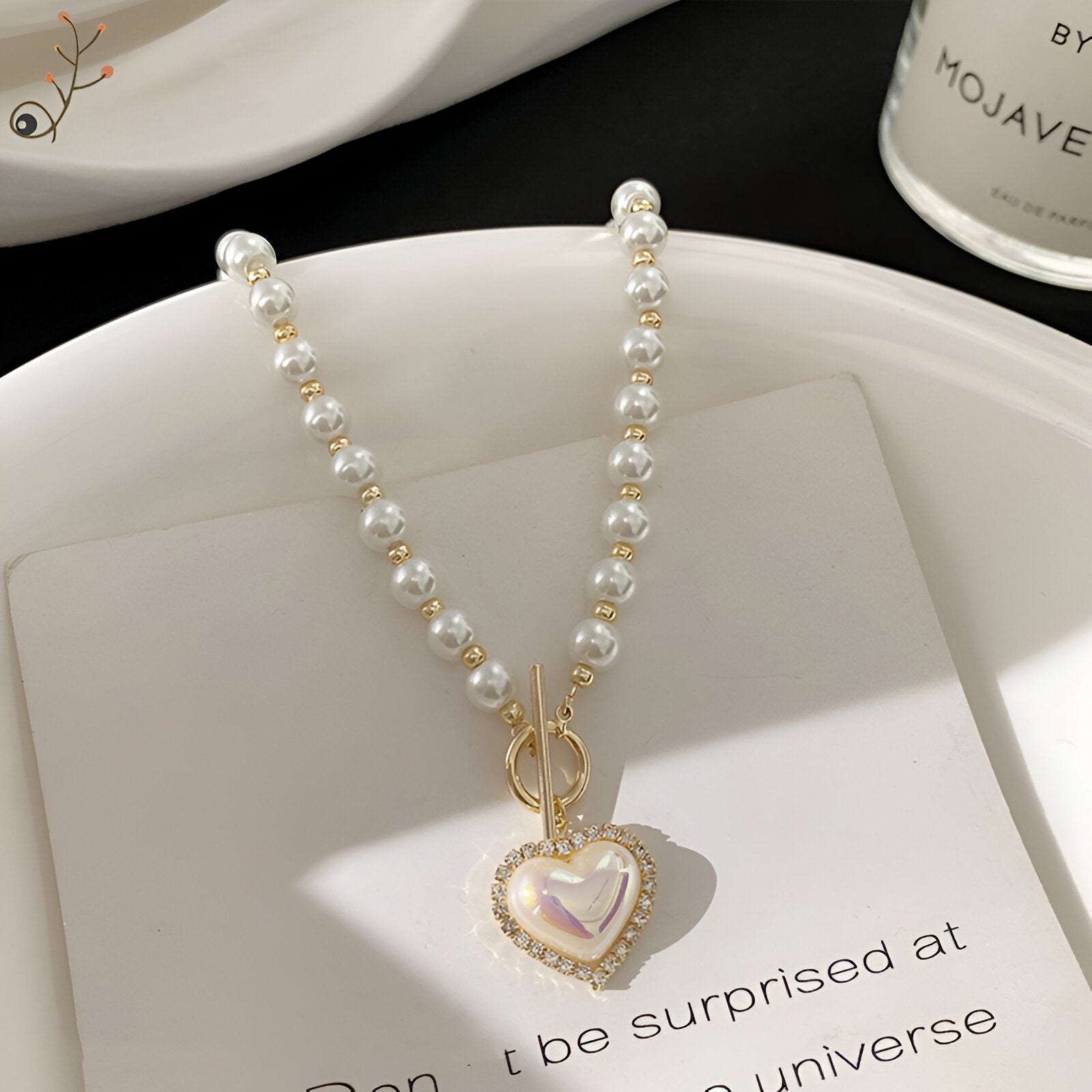 Elegant Heart Charm Pearl Beaded OT Necklace for Women | HN2013 | Perfect Gift for Valentine's Day, Anniversary & Special Occasions