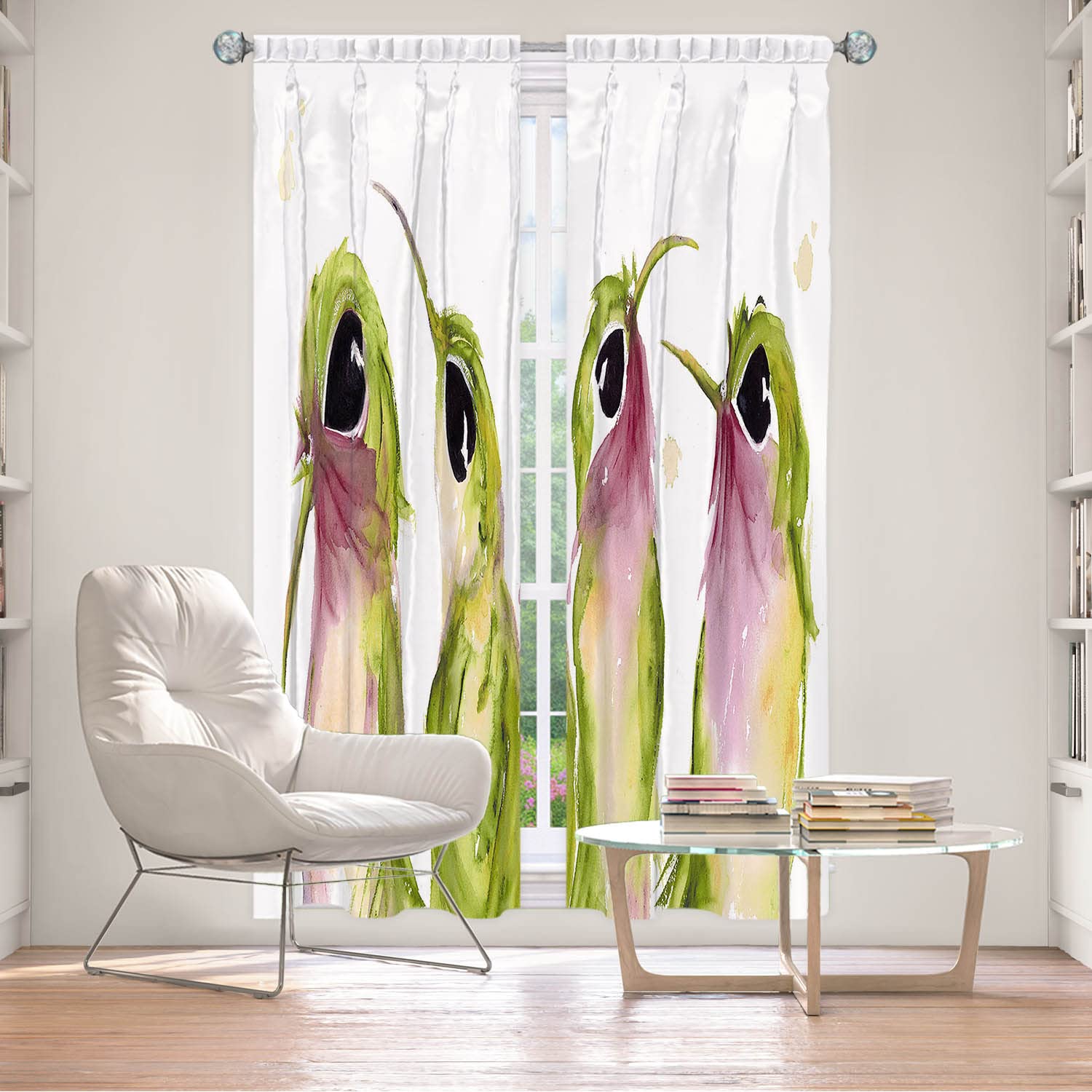 Dawn Derman Dia Noche Unlined Window Curtains 40x82 Inches - Light Filtering Sheer Curtain Panels for Living Room, Bedroom & Kitchen - The Broad Tails Collection