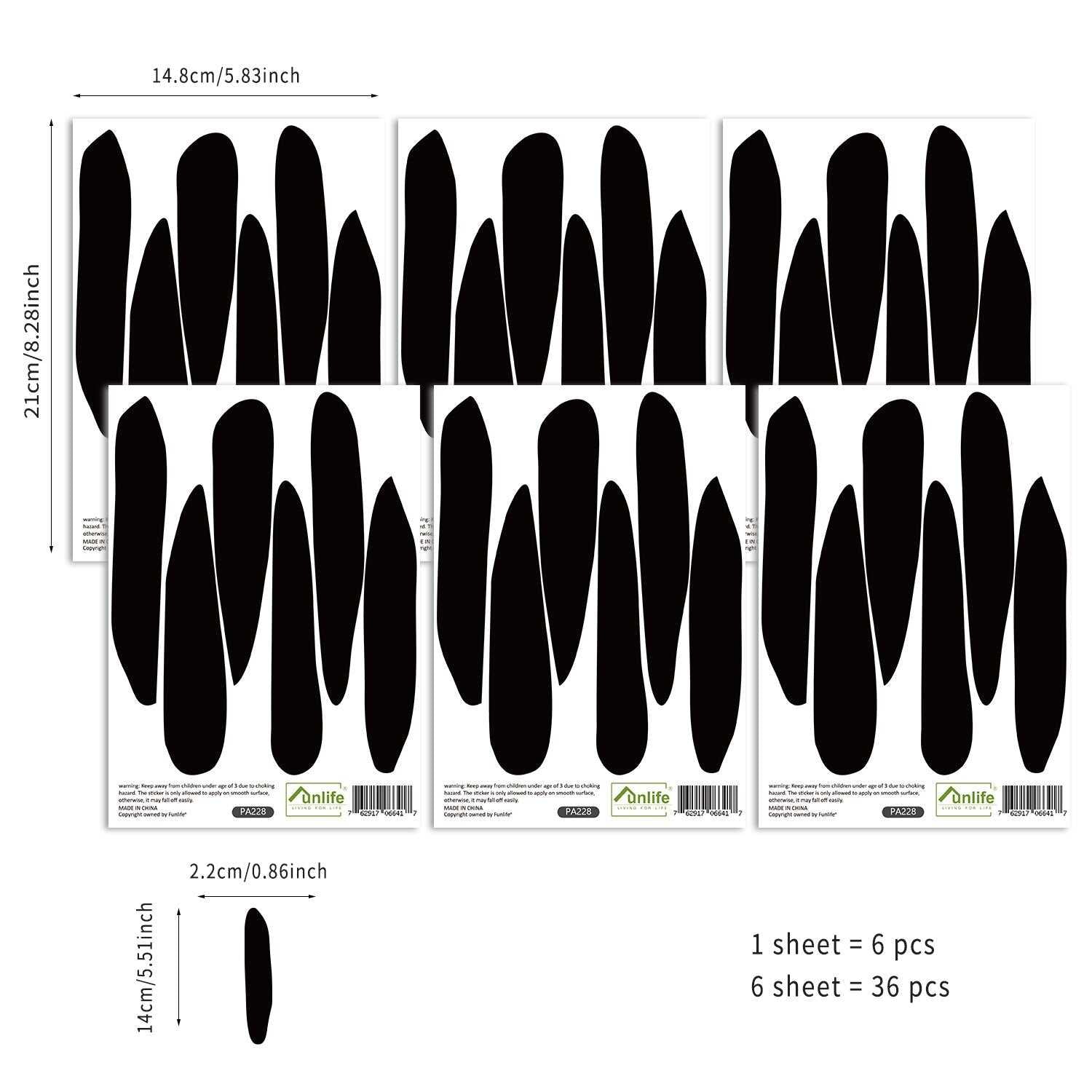 Black Abstract Stone Pattern Kids Room Wall Decal Stickers - Modern Peel and Stick Nursery Decor for Boys & Girls - Perfect for Bedroom, Playroom, and Classroom Wall Art