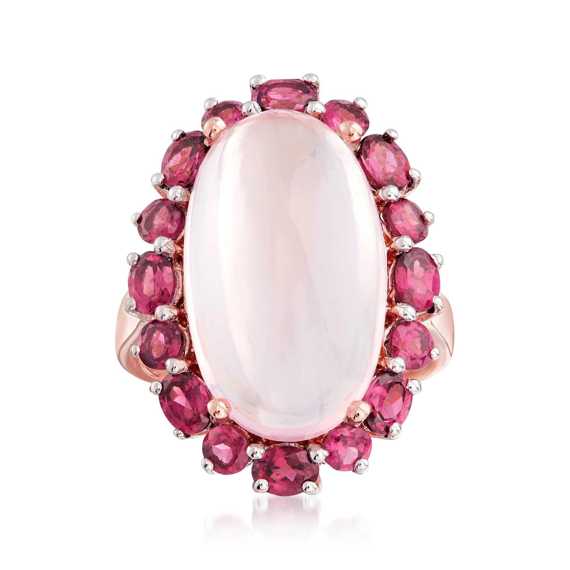 12.00 Carat Rose Quartz & 6.30ct Rhodolite Garnet Ring in 18K Rose Gold Over Sterling Silver | Elegant Jewelry for Women, Perfect for Weddings, Anniversaries & Special Occasions