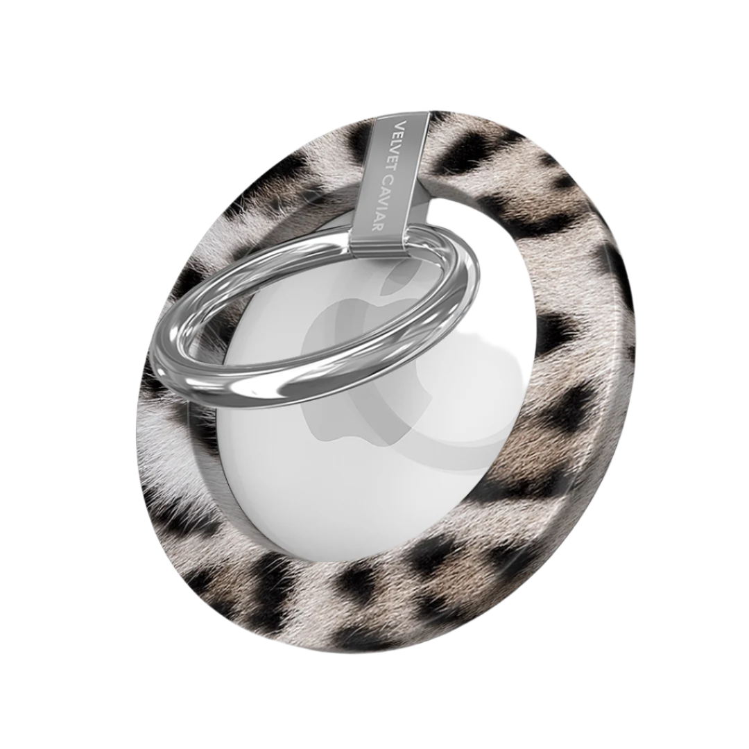 Arctic Leopard Magnetic Grip Ring for iPhone - Secure Phone Holder with MagSafe Compatibility for Easy One-Hand Use While Driving, Working, or Exercising