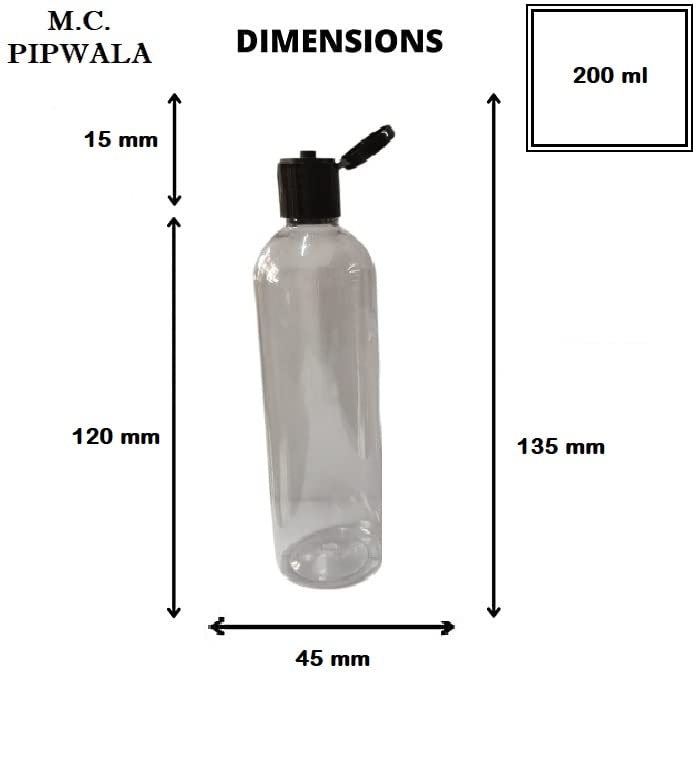 200ml Clear Plastic Empty Squeeze Bottles - Leak Proof Travel Cosmetic Containers (Pack of 6) | Ideal for DIY Beauty Products, Travel Toiletries & Essential Oils Storage