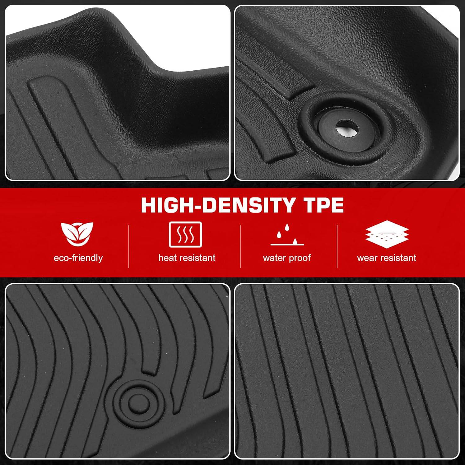 IKON Custom Fit All Weather Floor Mats for 2015-2022 Ford F150 Super Crew - 3D Design Black Carpet Liners for 1st & 2nd Row - Durable Interior Protection for Trucks, SUVs & Off-Road Vehicles