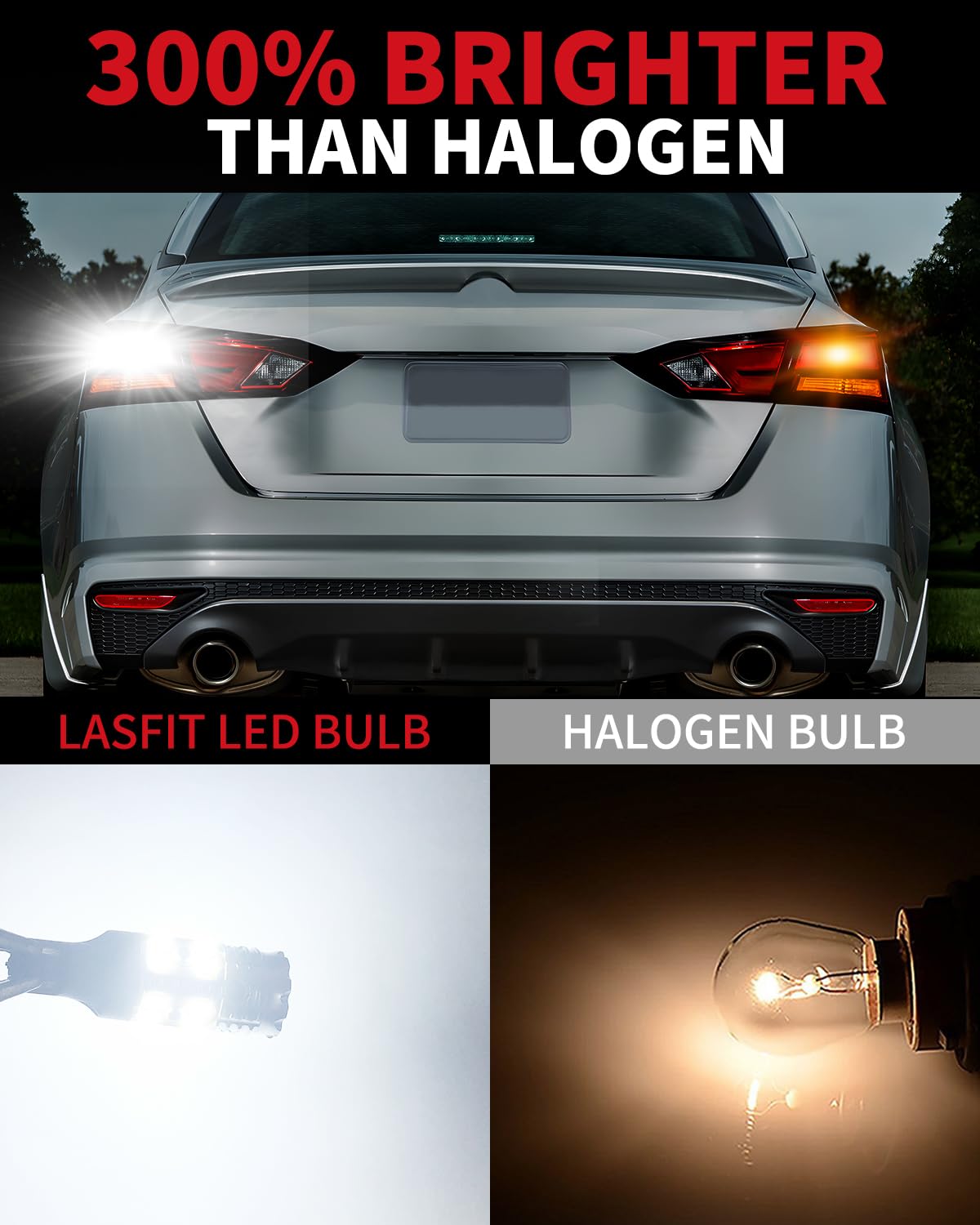 LASFIT 921 LED Bulb Reverse Lights - CANBUS Error Free 6000K Xenon White - Compatible with 912 T15 W16W 906 904 916 - Perfect for Car Back Up & Reversing Safety (Pack of 2) - Ideal for Night Driving & Parking Assistance