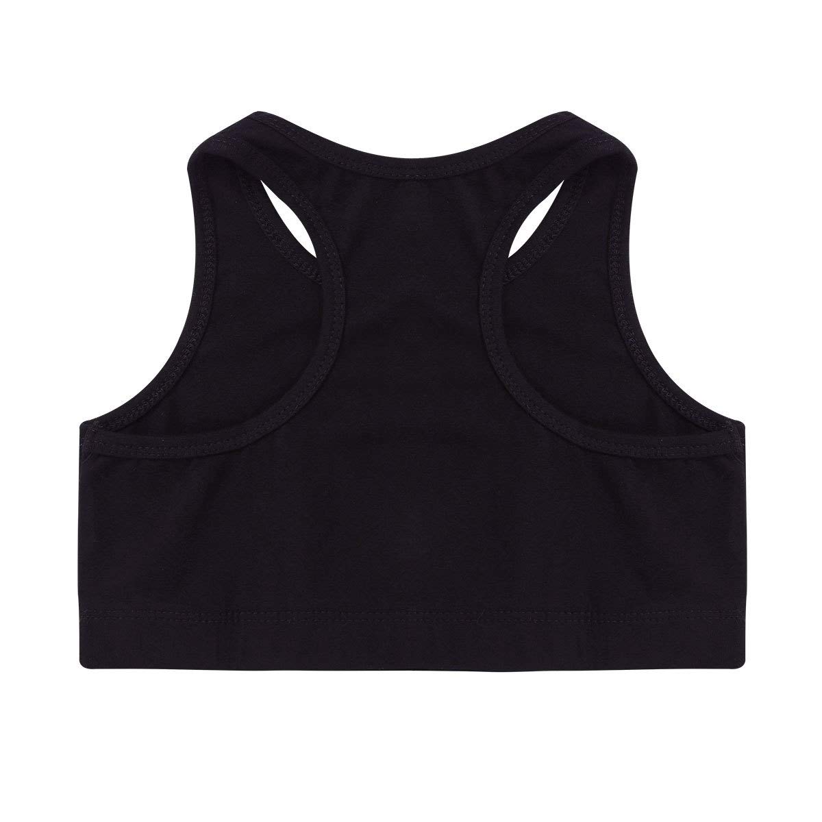 Moily Girls' Shiny Dance Racerback Sports Bra Crop Top - Breathable Workout Tank Tee for Gymnastics, Dance, Yoga & Gym Training - Perfect for Kids' Athletic Wear & Performance Costumes