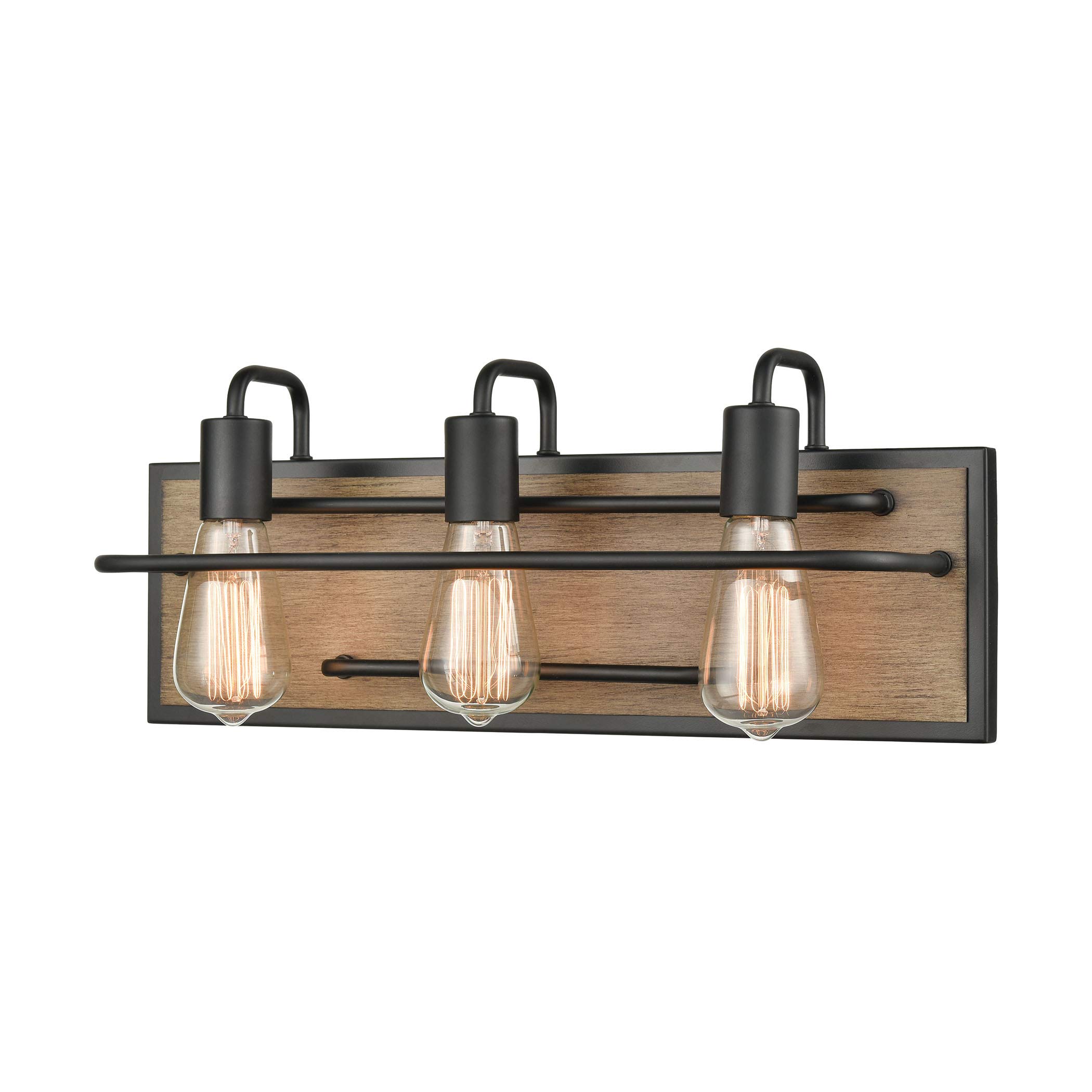 Copley 3-Light Vanity Light in Matte Black and Aspen - Modern Bathroom Lighting Fixture for Makeup Vanity, Dressing Room & Bedroom Mirror