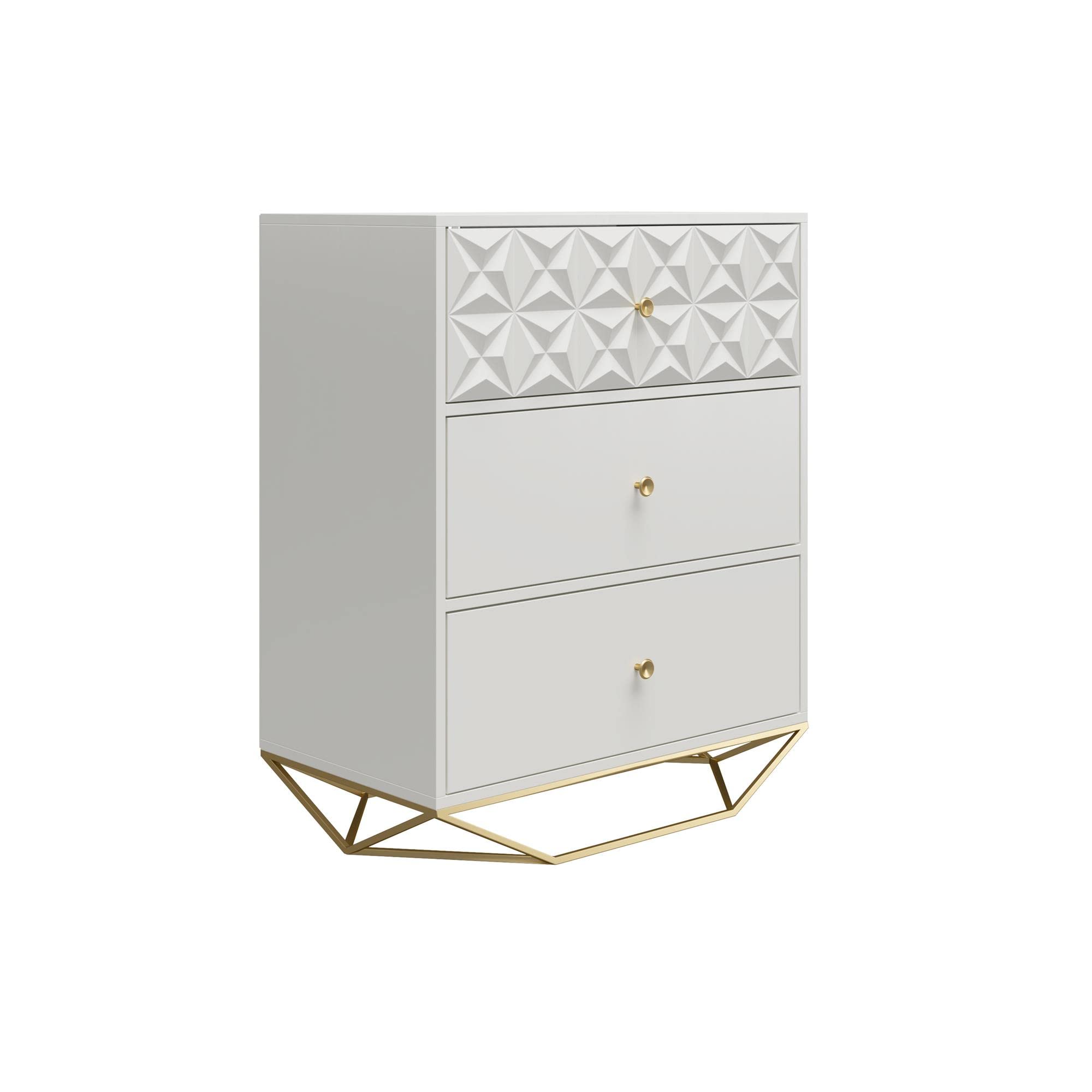CosmoLiving by Cosmopolitan Blair 3-Drawer Dresser in White - Perfect for Bedroom, Living Room & Office Storage Organization
