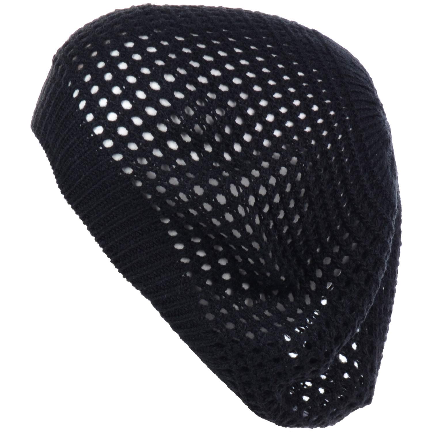 Women's Crochet Flower Beanie Hat - Lightweight Knit Beret with Cutout Design - Fashionable Winter Cap for Women - Perfect for Outdoor Activities, Travel & Casual Wear