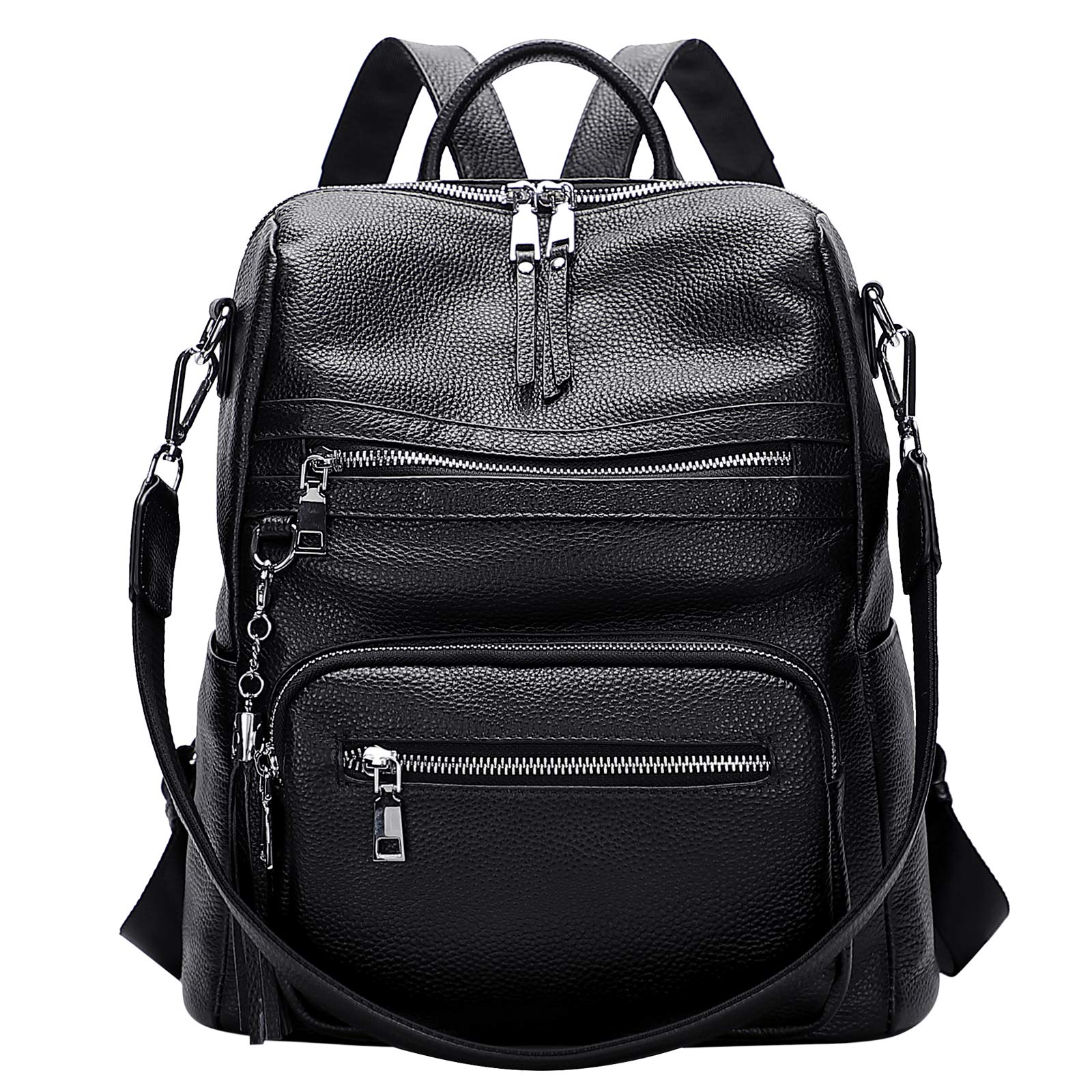 ALTOSY Genuine Leather Backpack Purse for Women - Large Laptop Backpack with Multiple Pockets & Shoulder Strap (S106 Black) - Perfect for Work, Travel & College