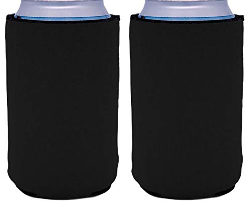 Premium Neoprene Collapsible Can Cooler (2 Pack, Black) - Insulated Beer & Soda Sleeves for Camping, Tailgating & Outdoor Parties