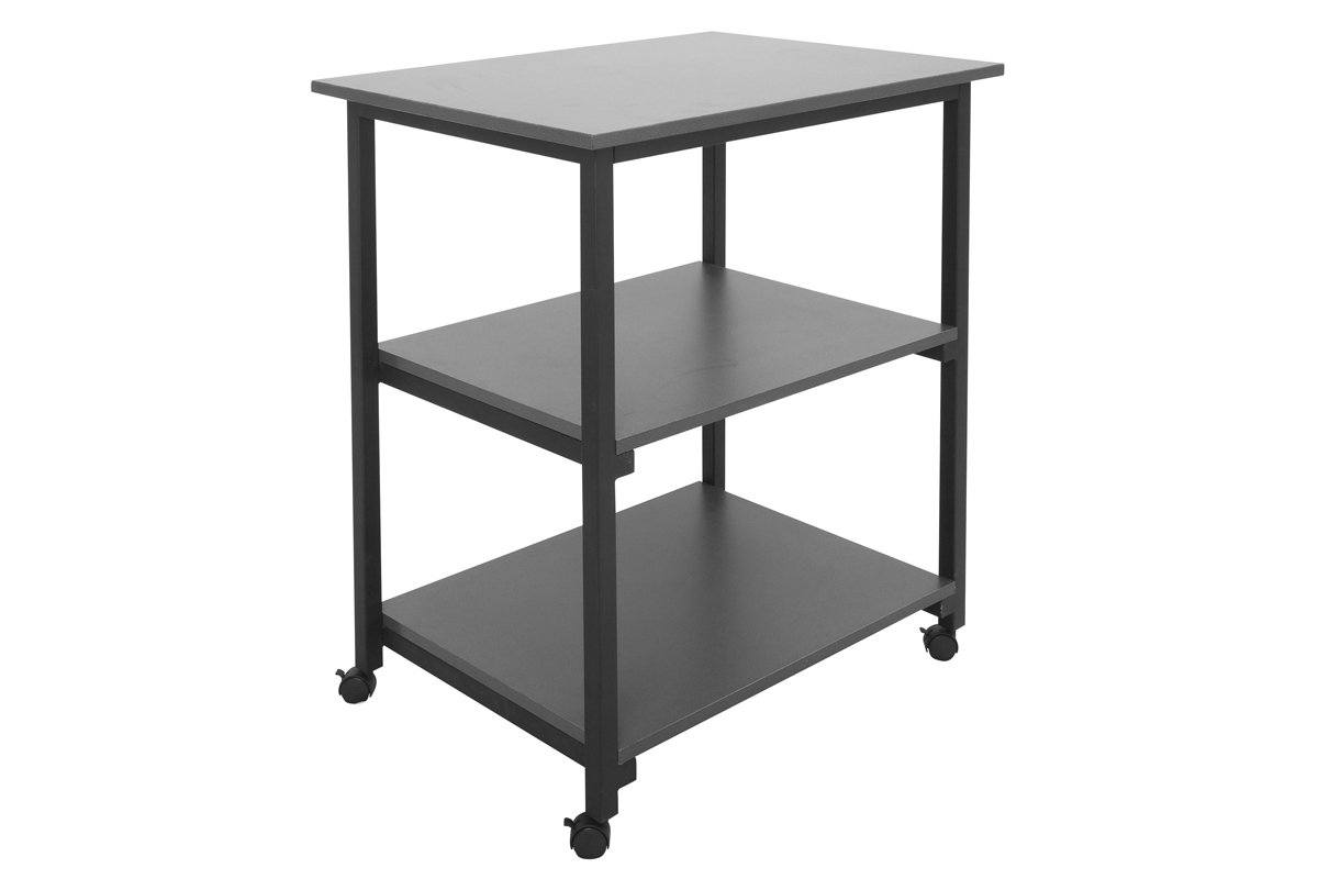 3-Tier Rolling Utility Cart with Ironstone Table Top - Sturdy Metal Kitchen Cart for Home, Office, or Salon Use - Perfect for Storage and Organization in Pantry, Bathroom, or Garage