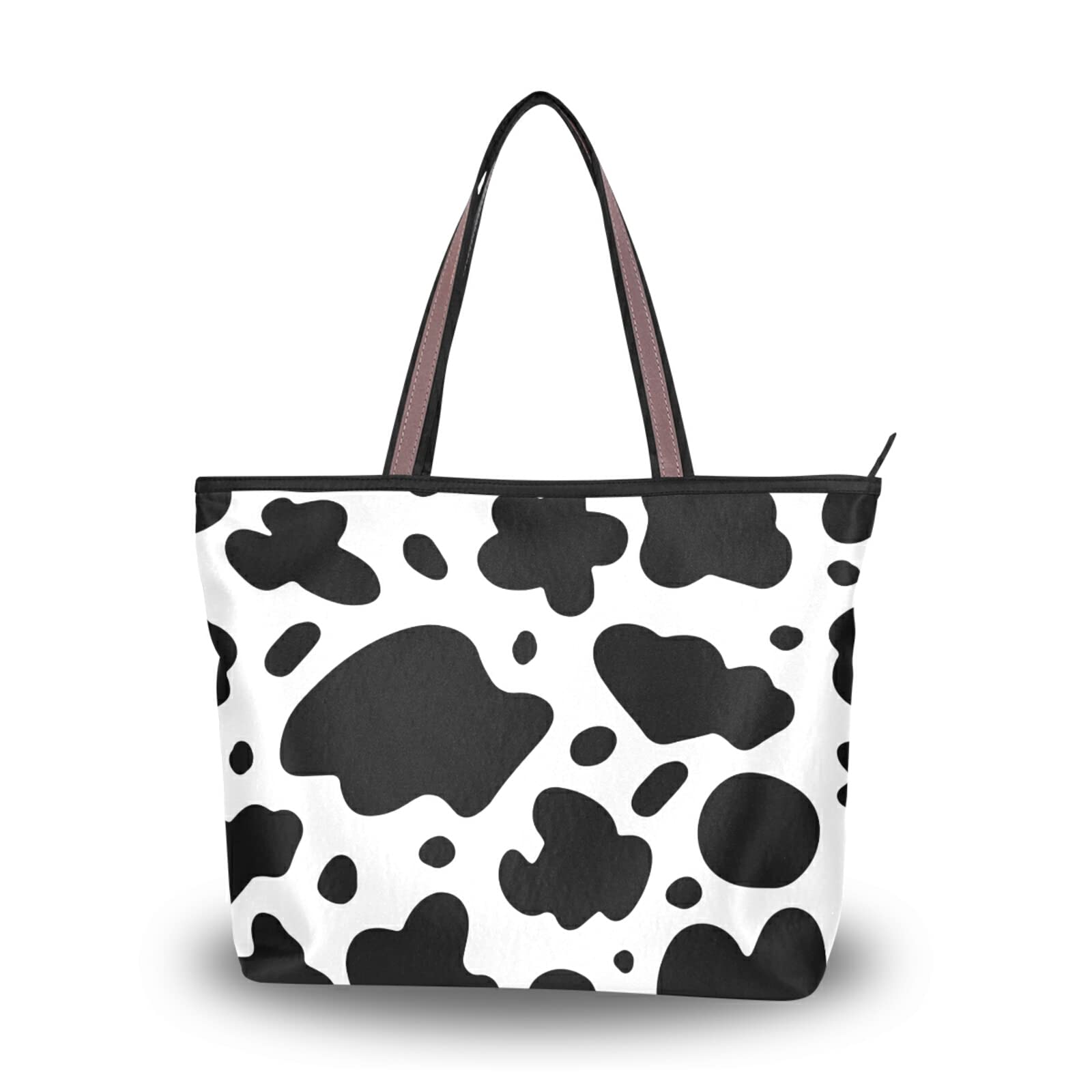 Stylish Black and White Cow Print Tote Bag for Women - Reusable Shoulder Handbag, Durable Beach Bag & Travel Tote - Perfect for Shopping, Work, Beach Trips and Daily Use