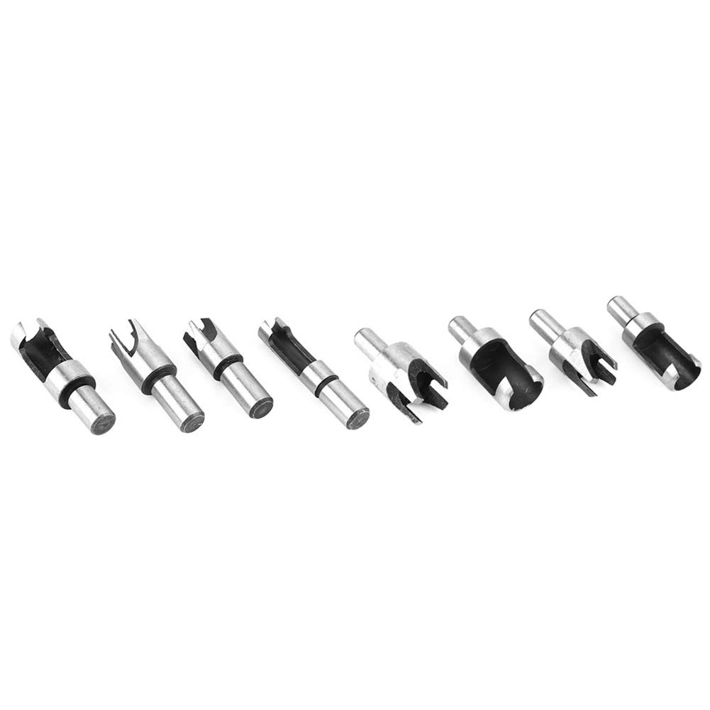 8-Piece Wood Plug Cutter Set - High Carbon Steel Woodworking Hole Cutters with Straight & Chamfered Edges - Professional Drill Bit Kit for Bench Drills & Electric Hand Drills - Perfect for DIY Projects, Furniture Repair & Woodworking Crafts