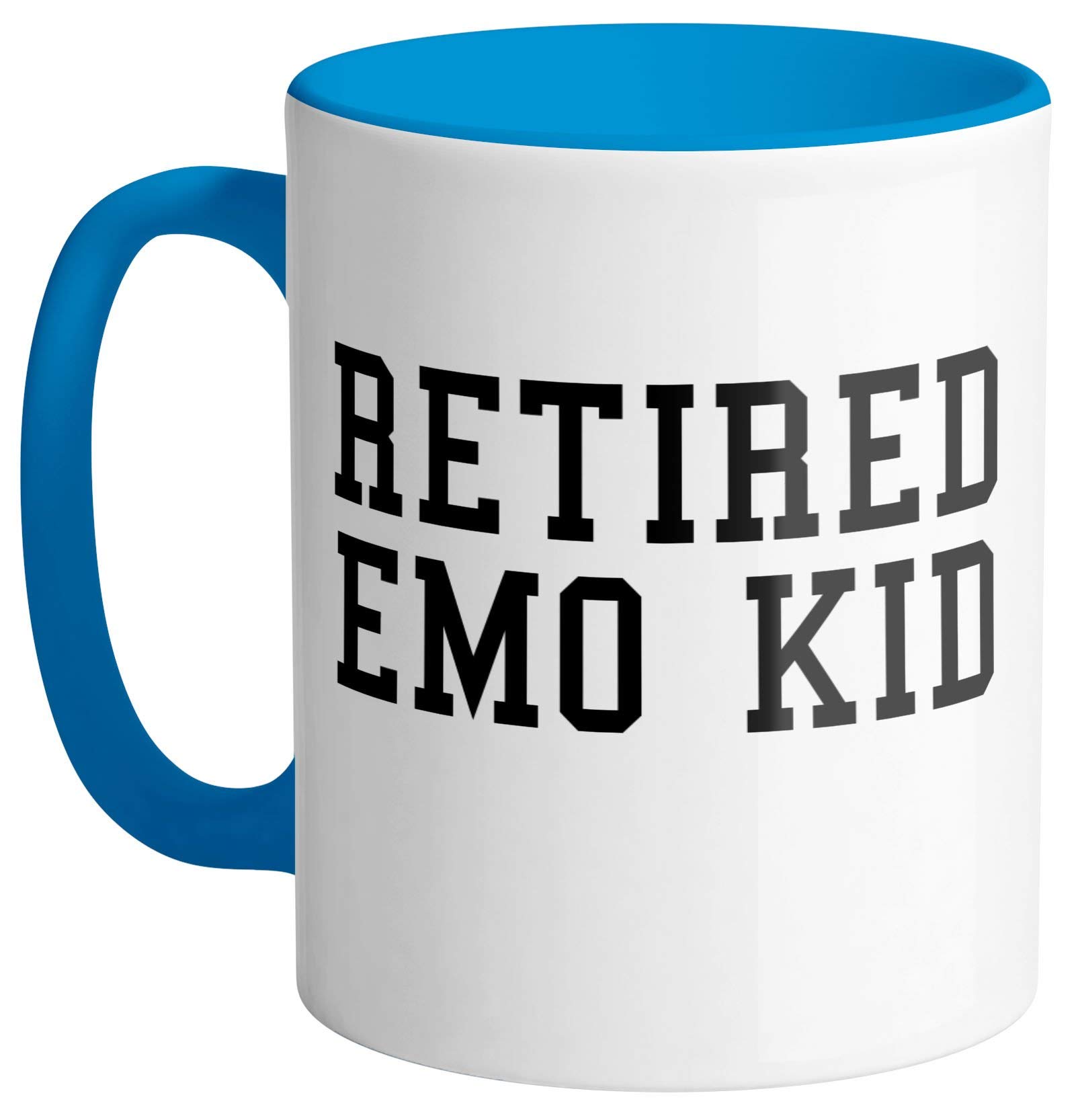 Retired Emo Kid Coffee Mug - 11oz Ceramic Cup with Handle - Blue Gothic Aesthetic Coffee Cup for Emo Music Lovers - Perfect for Morning Coffee, Office Use & Gift for Emo Fans