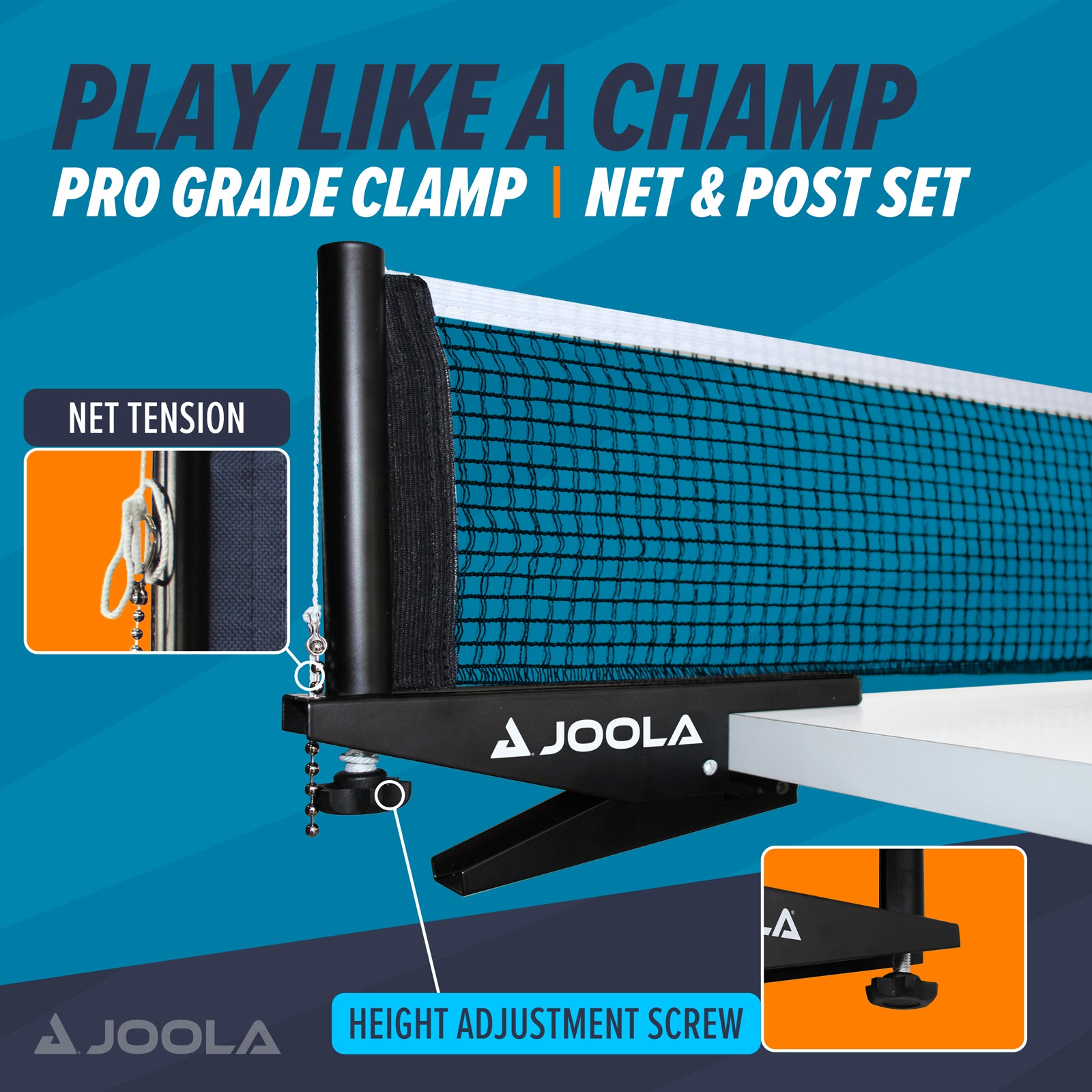 JOOLA Replacement Net for Quattro, Inside, Tour, Triumph & Conversion Table Tennis Tables | Premium Ping Pong Net & Post Set | Perfect for Home, Club & Tournament Play