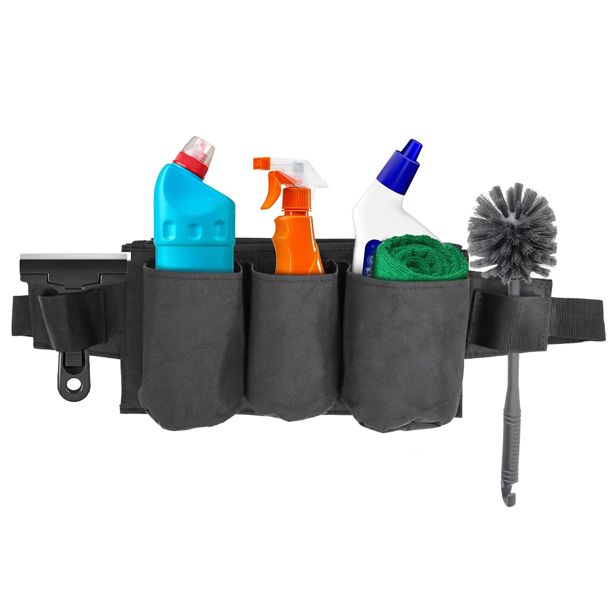 Heavy Duty Tool Pouch Waist Belt - Adjustable Work Apron with Bottle Holster for Janitors, Custodians & Housekeepers | Perfect for Cleaning, Maintenance & DIY Projects