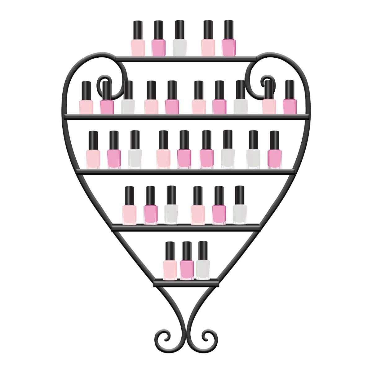 Heart-Shaped Nail Polish Wall Rack Organizer - 24 Bottle Capacity for Salon & Home Decor Storage