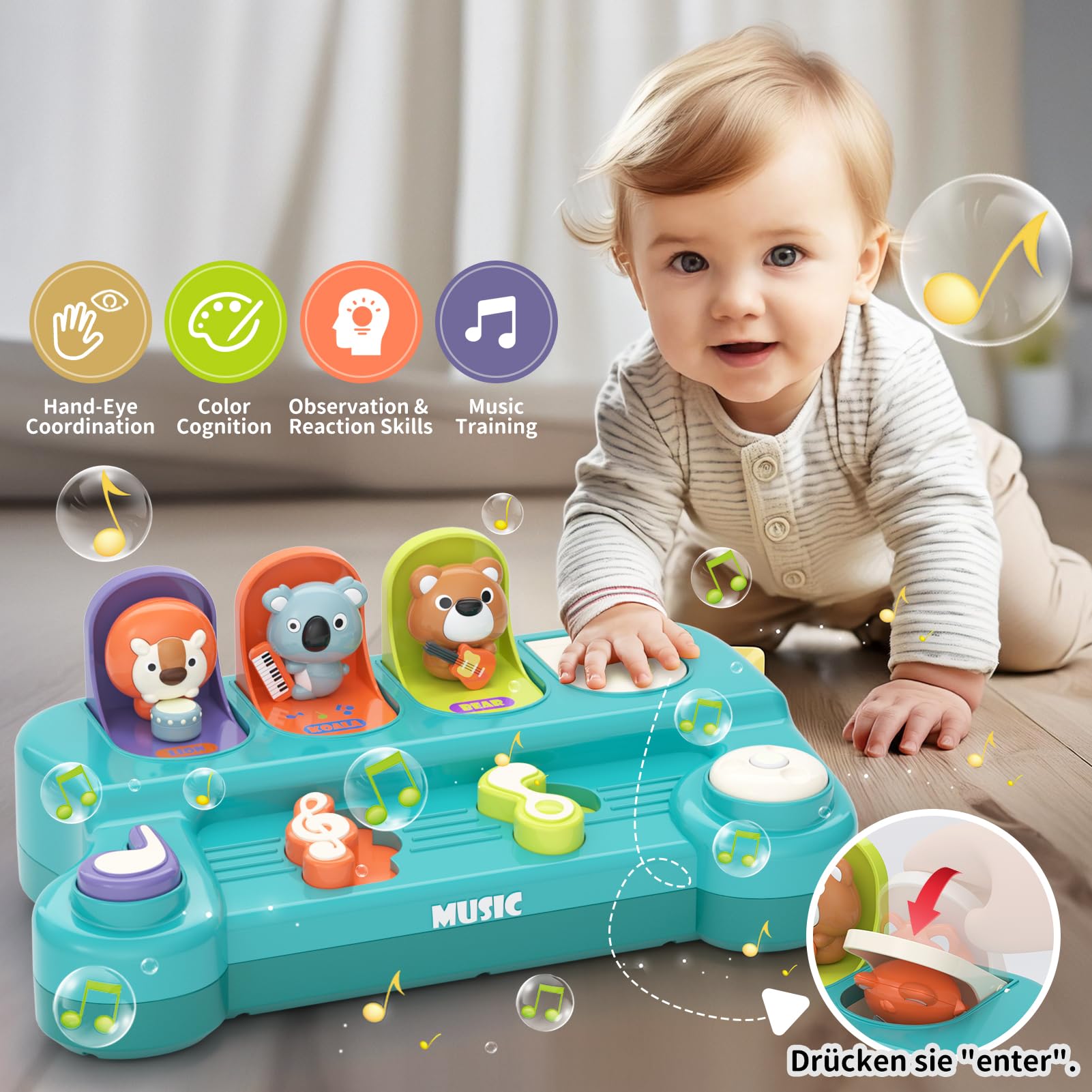Montessori Musical Toys for 1 Year Old - STEM Learning Gift for Toddlers 1-2 - Perfect for Birthday & Early Education