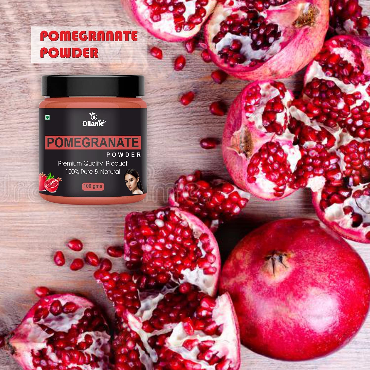 Oilanic 100% Pure Natural Pomegranate Powder for Skin & Hair - 3 Pack (300g) | Organic Antioxidant Supplement for Smooth Skin & Healthy Hair Growth | Perfect for Smoothies, Baking & DIY Beauty Recipes