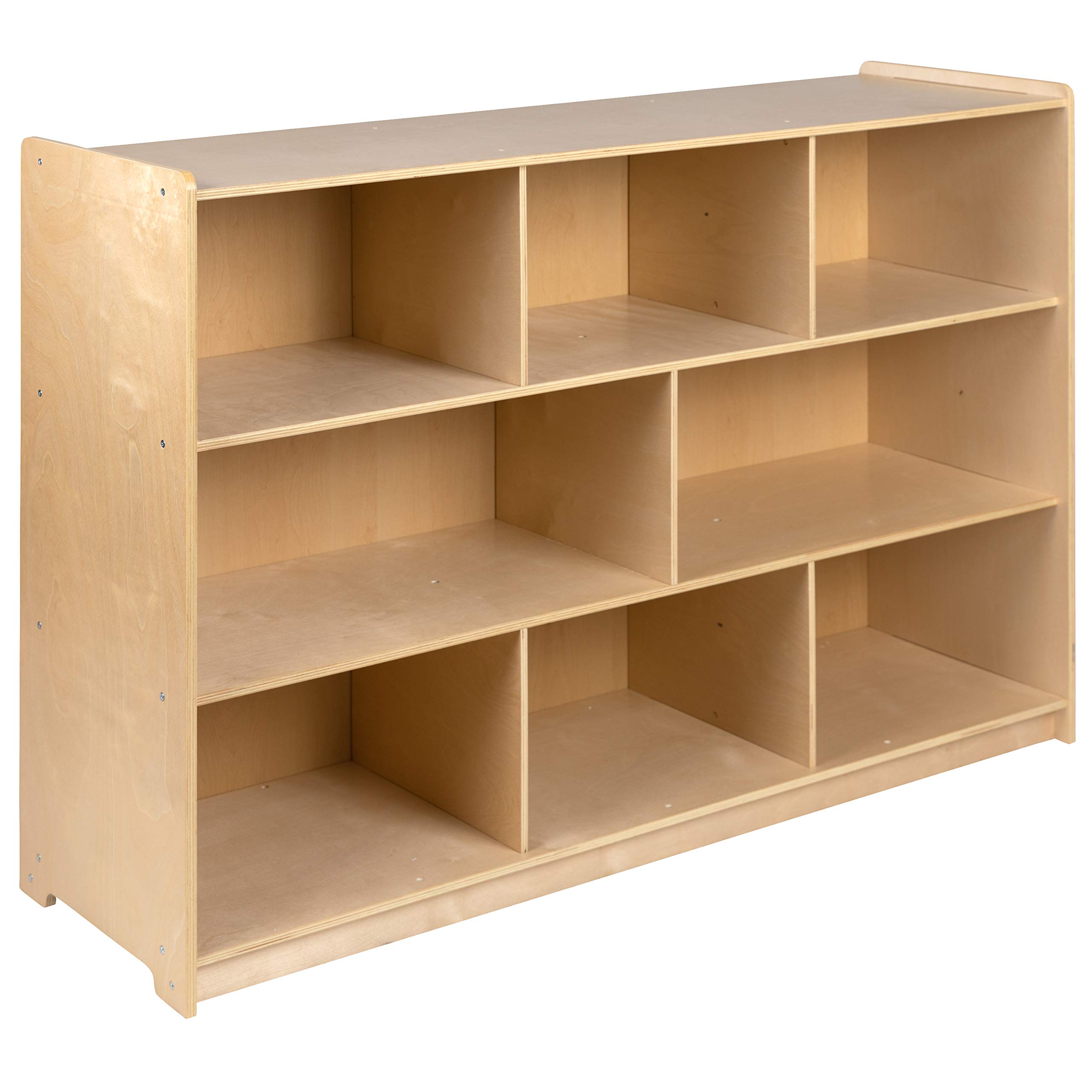EMMA + OLIVER 8-Section Wooden Storage Cabinet for Classroom, Office, or Home - Organize Books, Supplies & Toys with Stylish School Furniture (Natural Finish)
