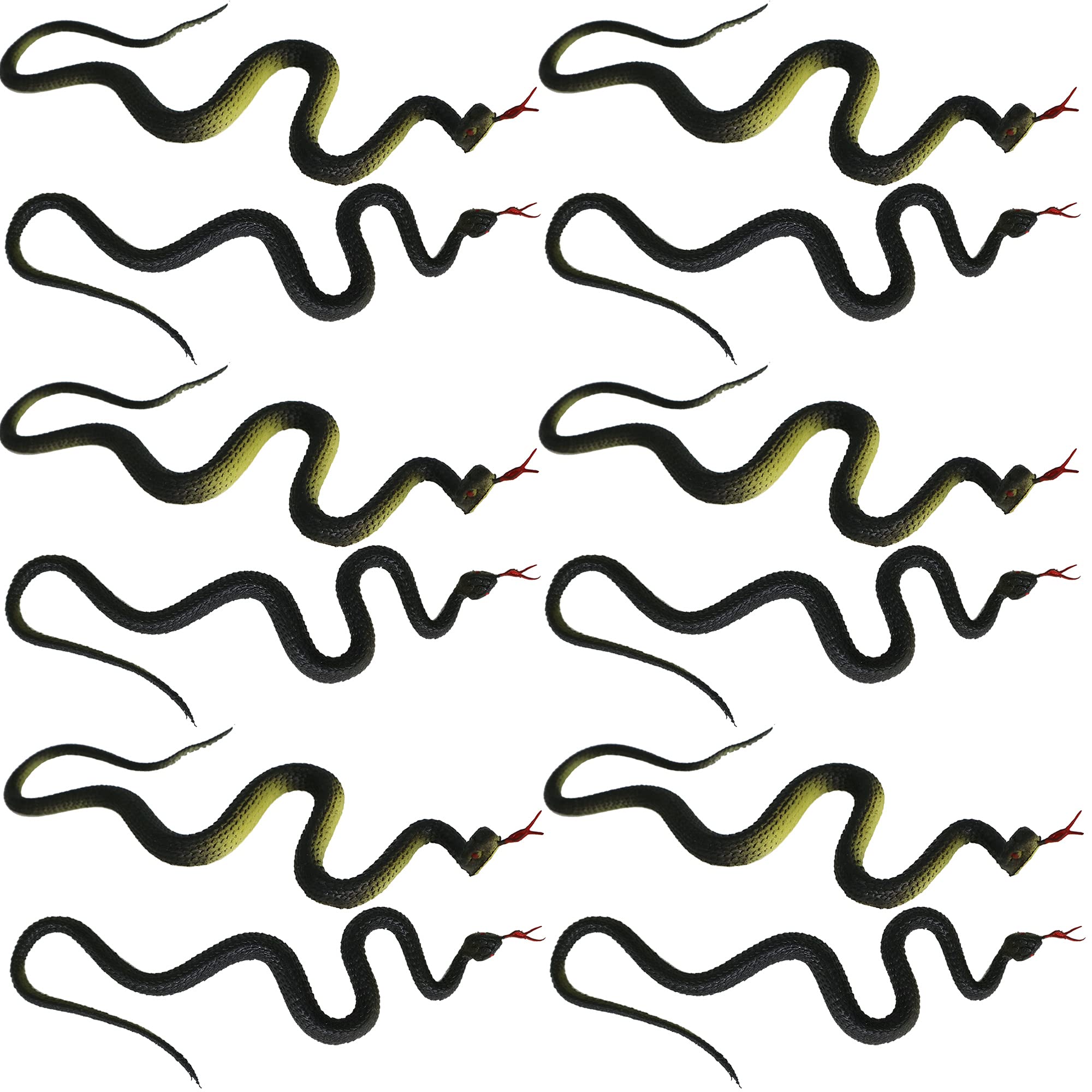 20 Pack Realistic Rubber Snakes - 17.7 Inch Fake Snake Toys for Halloween Decorations, Prank Gag Gifts, Party Favors & Scary Props - Perfect for Pranks, Haunted Houses, and Themed Parties
