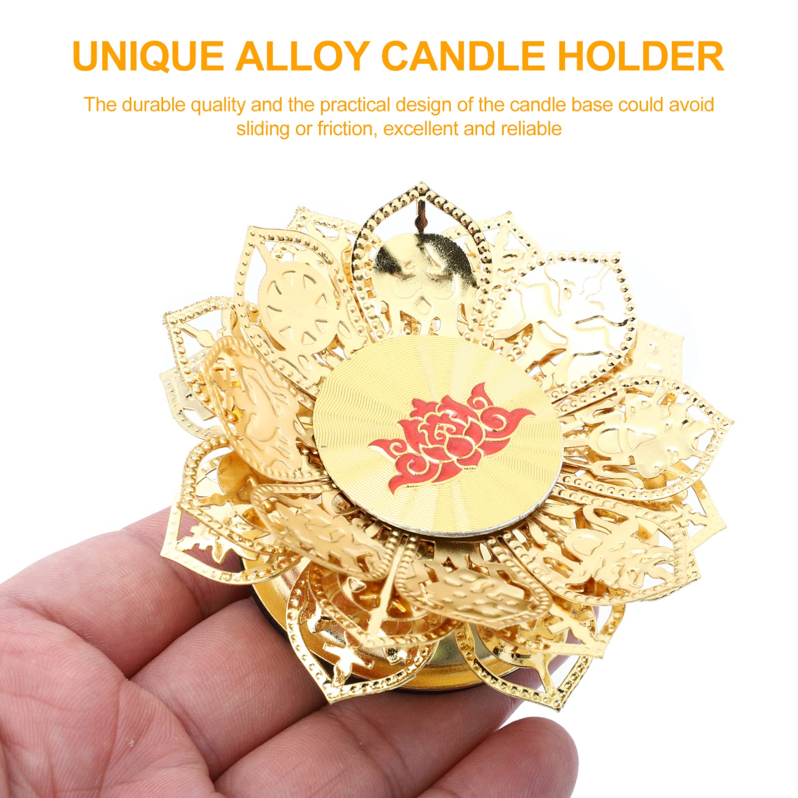 DOITOOL Golden Lotus Ghee Lamp Candle Holder - Antique Tealight Candle Stand for Buddhist Altar, Temple Decor, Meditation Space & Home Aromatherapy | Desktop Aroma Burner for Spiritual Practice & Relaxation