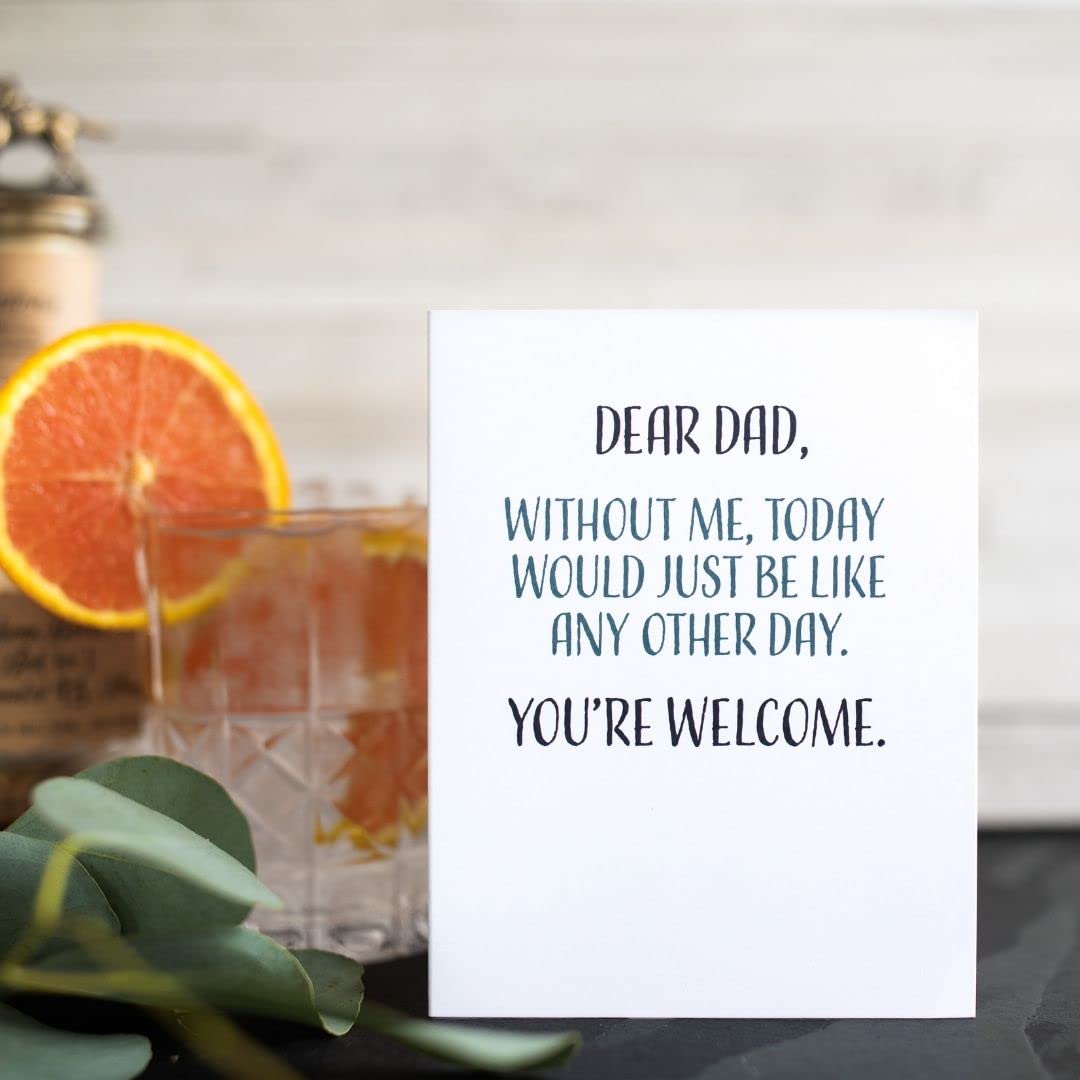 Funny Fathers Day Card from Daughter or Son, Blank Inside Greeting Card for Dad, 4.25 X 5.5 with Envelope, Perfect for Office, Home, or Gift Giving