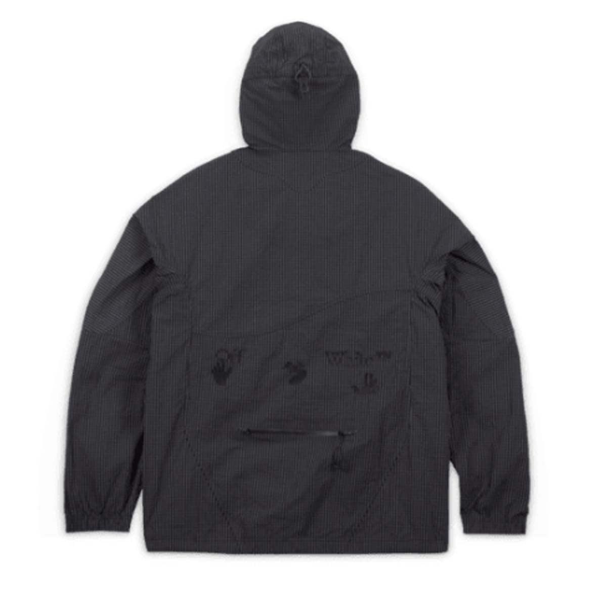 Off White™ Black Anorak Jacket - Lightweight Waterproof Windbreaker for Men & Women | Perfect for Outdoor Hiking, Travel & Streetwear Fashion