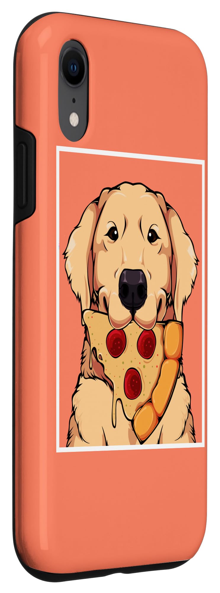 iPhone XR Case - Golden Retriever Dog Eating Pizza Design - Cute Labrador Mom Dad Fast Food Themed Phone Cover - Perfect for Pet Lovers & Food Enthusiasts - Great Gift for Dog Owners & Pizza Fans
