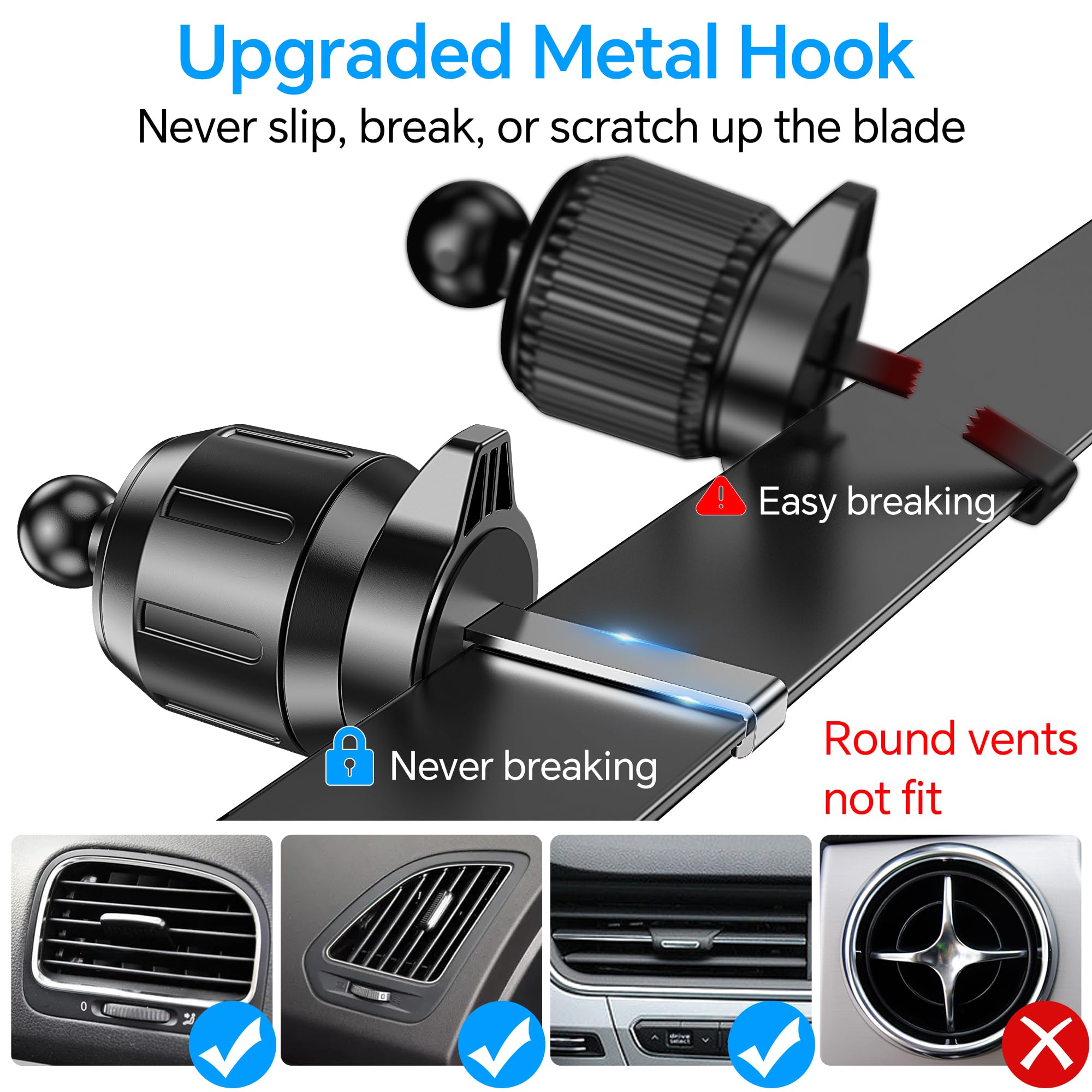 Wireless Car Charger Mount - Fast Charging Auto Clamping Phone Holder for iPhone 16/15/14, Galaxy S24/S23/S22 - Compatible with Dashboard, Vent & Windshield - Perfect for Road Trips & Daily Commutes