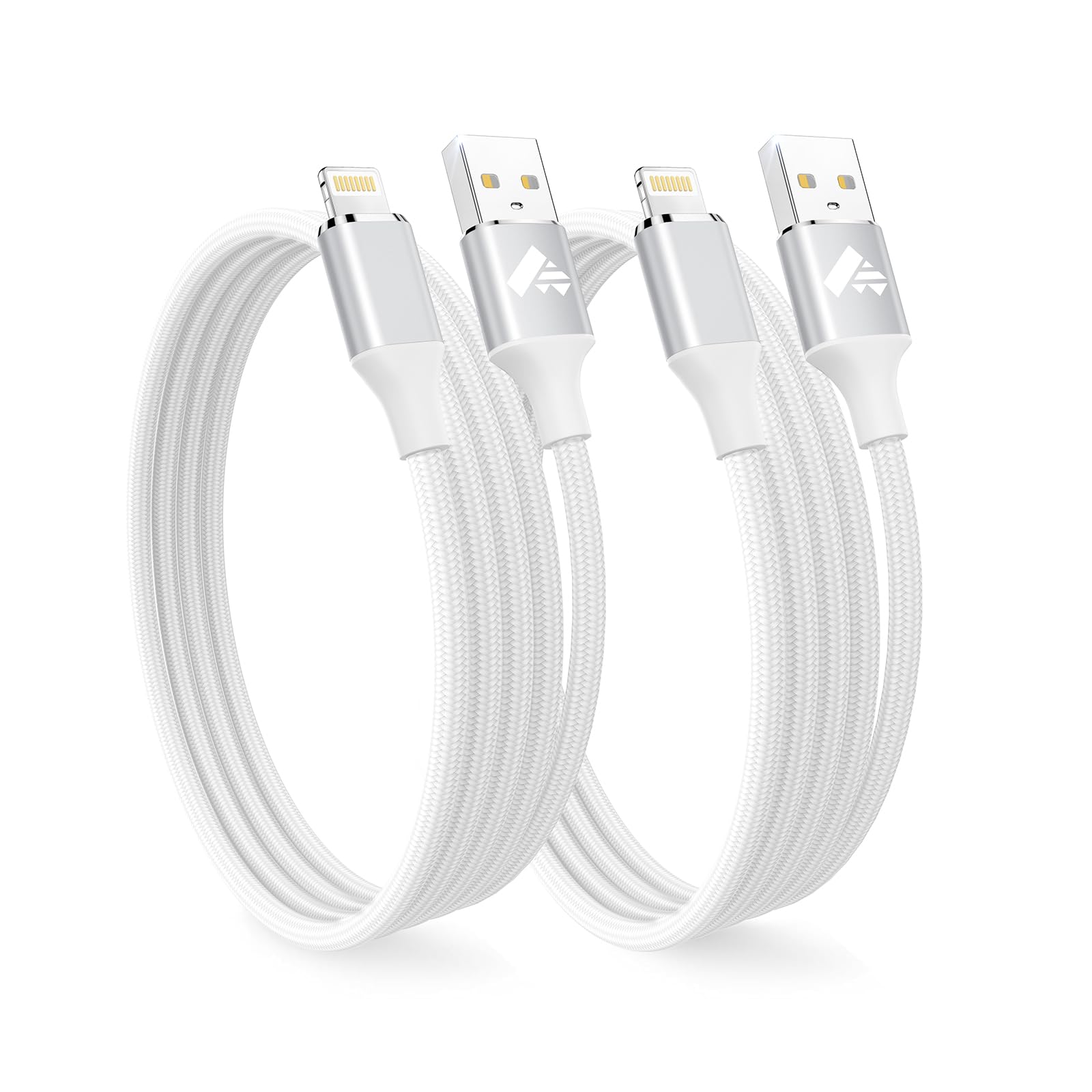 2-Pack MFi Certified Lightning Cable - 6.6ft Nylon Braided iPhone Charger Cord, Fast Charging USB Cable for iPhone 14/13/12/11 Pro Max/XS/XR/X/8/7/6 Plus/5/SE - Durable Charging Solution for Home, Office & Travel