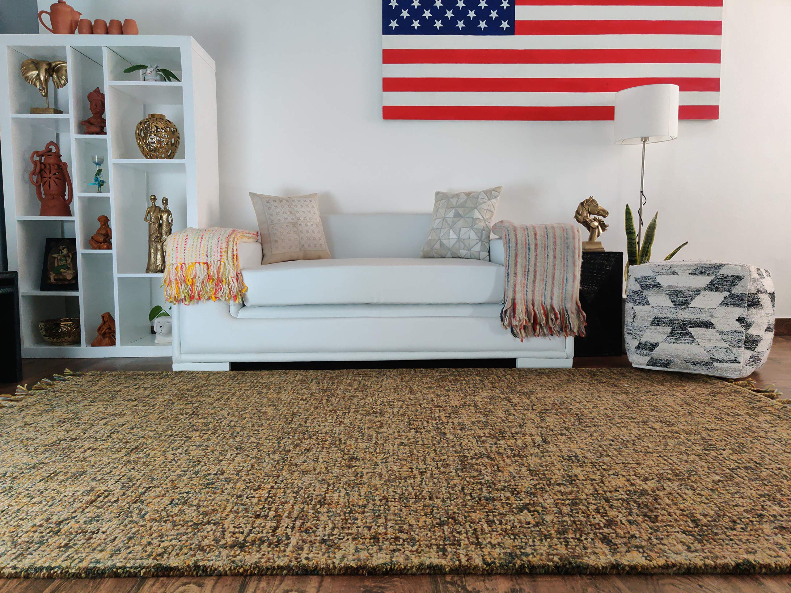 Handmade Nomad Forest Wool Rug - Natural Fiber, Easy Maintenance, Non-Slip - 2'6