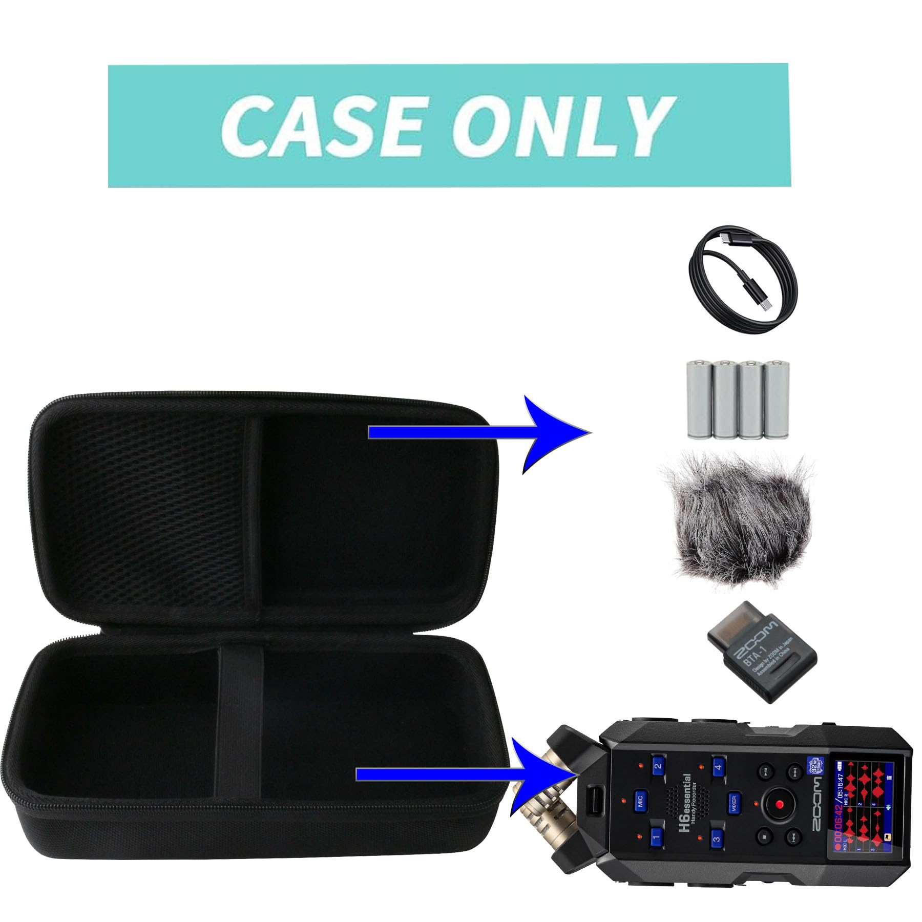 WERJIA Hard Carrying Case for Zoom H6 Essential Portable Audio Recorder - Durable Protective Storage with Custom Fit | Perfect for Field Recording, Podcasting & Music Production
