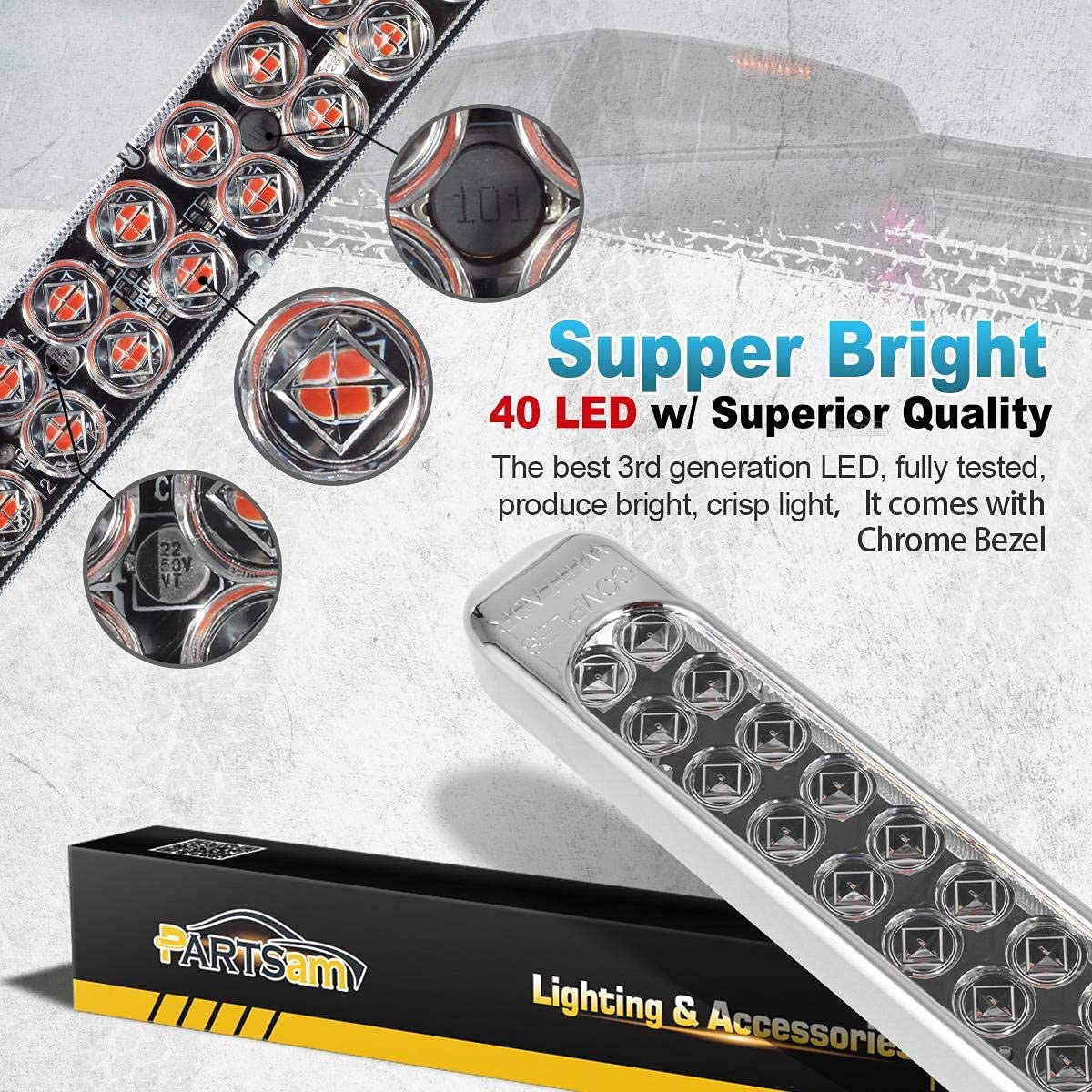 PARTSam 17 Inch LED Trailer Light Bar Kit - 40 LED Dual Row, 2Pcs 17