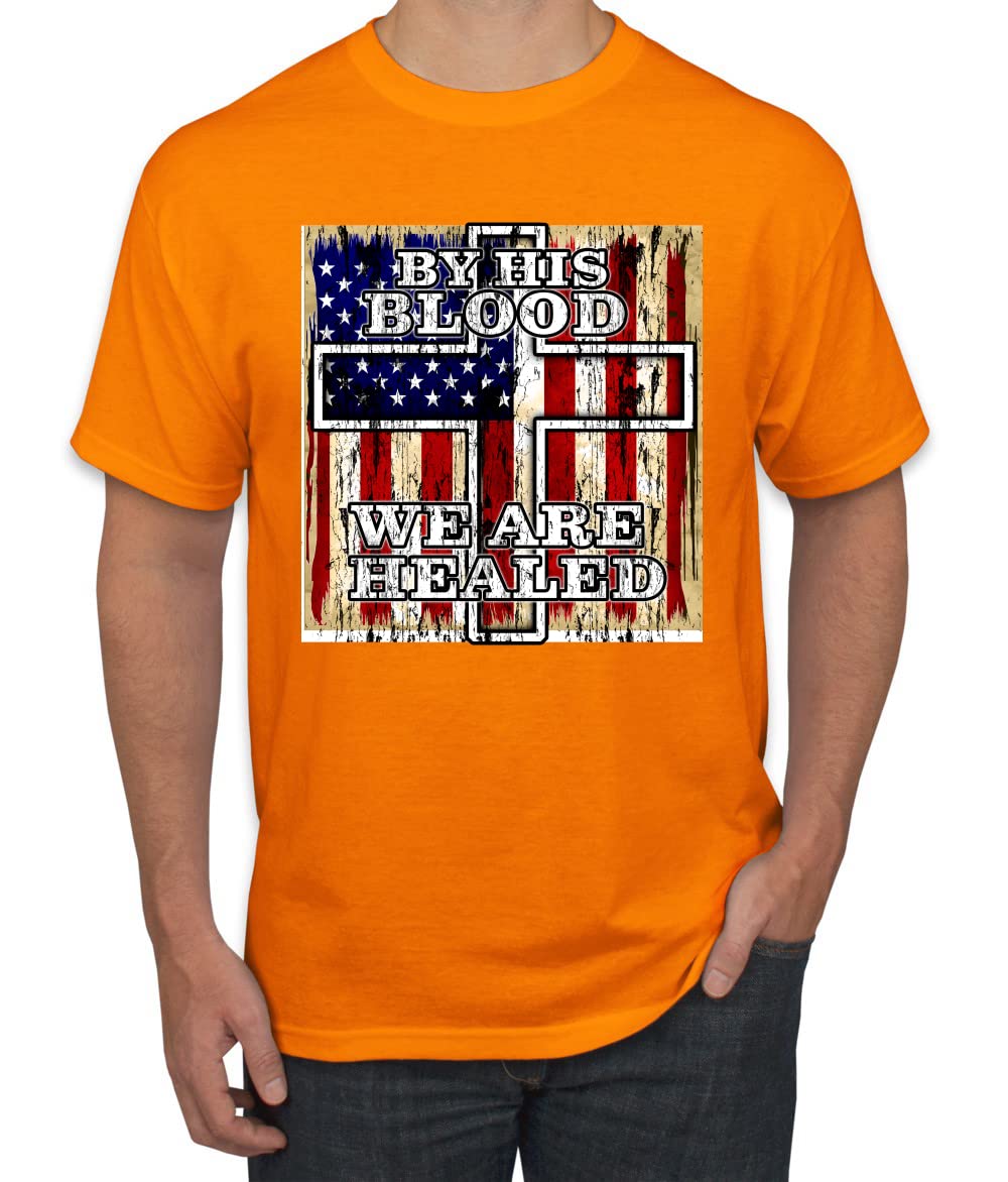 Christian Men's Graphic T-Shirt - His Blood Healing Message for Church & Worship