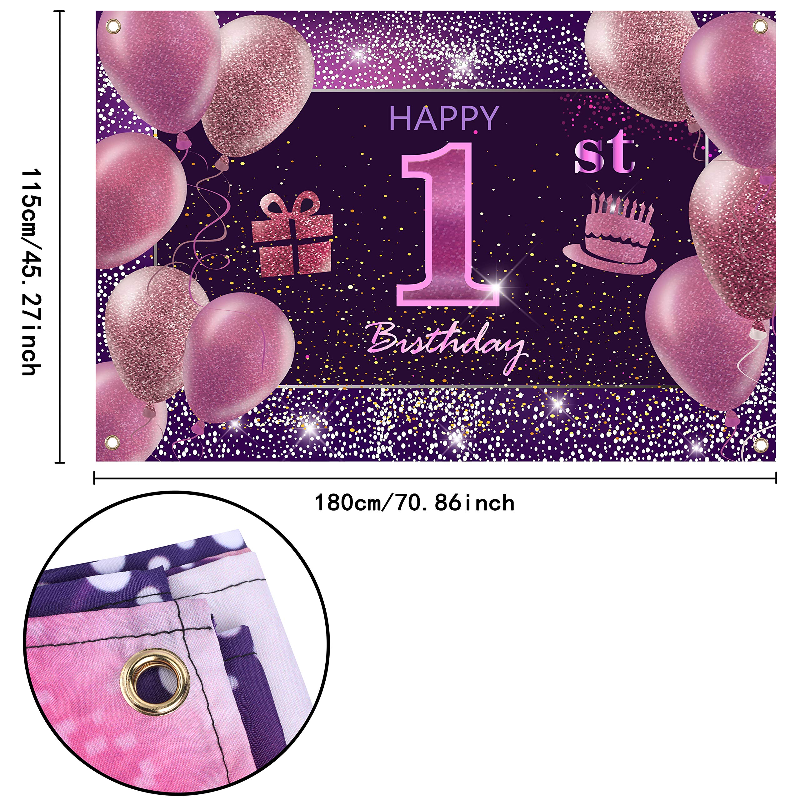 IMISI Pink Happy Birthday Banner & Backdrop - 1st Birthday Decorations for Girls, Women's Party Supplies | Perfect for Baby Showers, Birthday Parties & Photo Booths