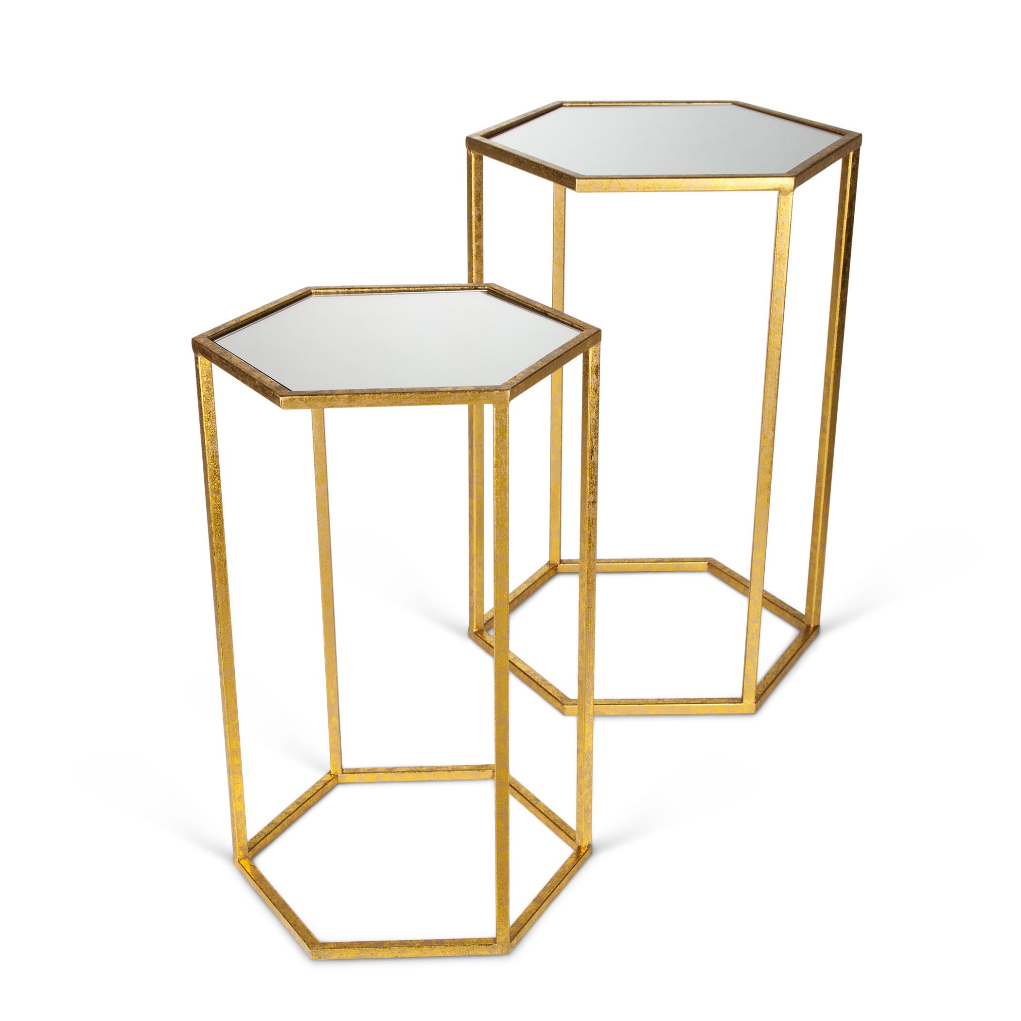 Gold Accent Table Set of 2 - 26 Inch Height Modern Side Table for Living Room - 18.25