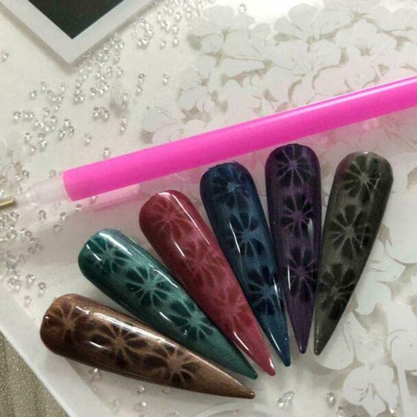 TWIREY Double Head Flower Design Nail Magnet Tool Set - Strong Magnet Stick & Pens for Cat Eye Gel Polish Nail Art - Perfect for Salon & DIY Manicures at Home