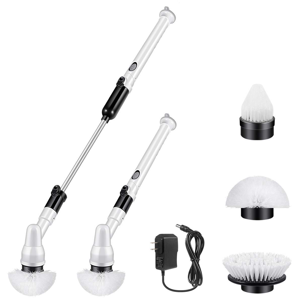 Electric Spin Scrubber - Cordless 360° Multi-Purpose Cleaning Brush with 3 Replaceable Heads & Extension Arm - Perfect for Shower, Tile, Floor, Kitchen, Bathroom Cleaning - Ideal for Deep Cleaning Grout, Tubs, Sinks and Hard-to-Reach Areas