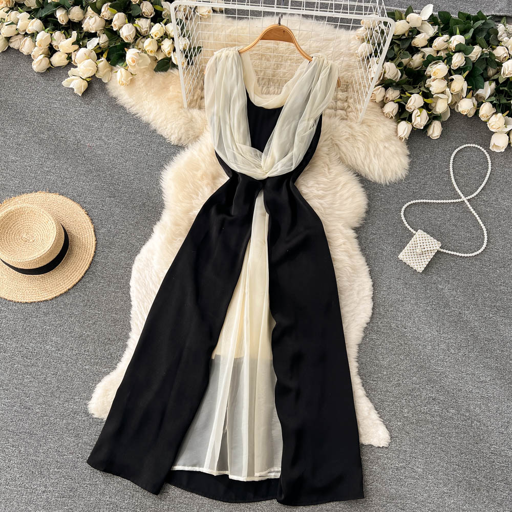 French Style Sleeveless Backless Long Dress for Women - Elegant Summer Maxi Skirt for Beach, Party & Evening Wear | Style 1185