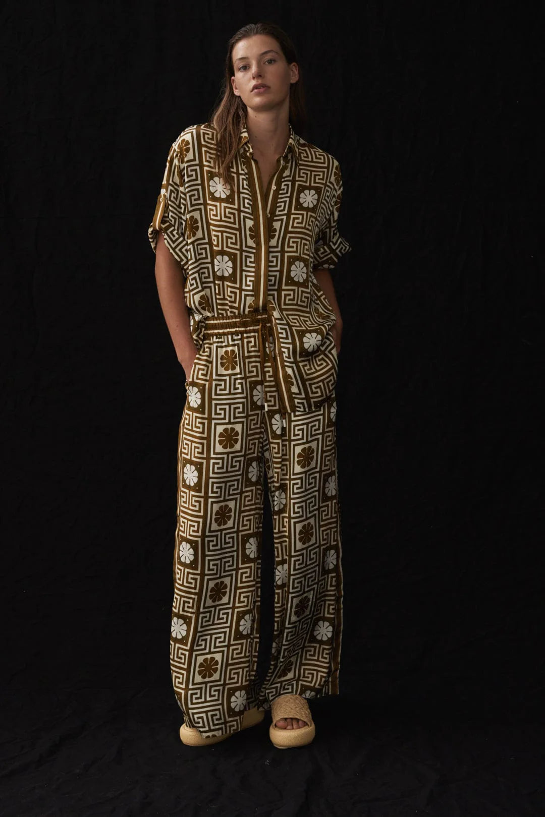 DIMI Jacquard Pants for Women - Stylish High Waisted Floral Print Trousers - Perfect for Office, Party & Casual Wear