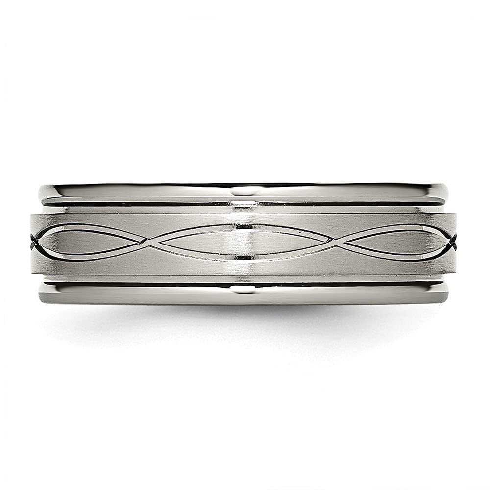 Diamond2Deal Titanium 7mm Polished Criss Cross Brushed Center Wedding Band Ring for Men - Perfect for Engagements, Anniversaries & Special Occasions