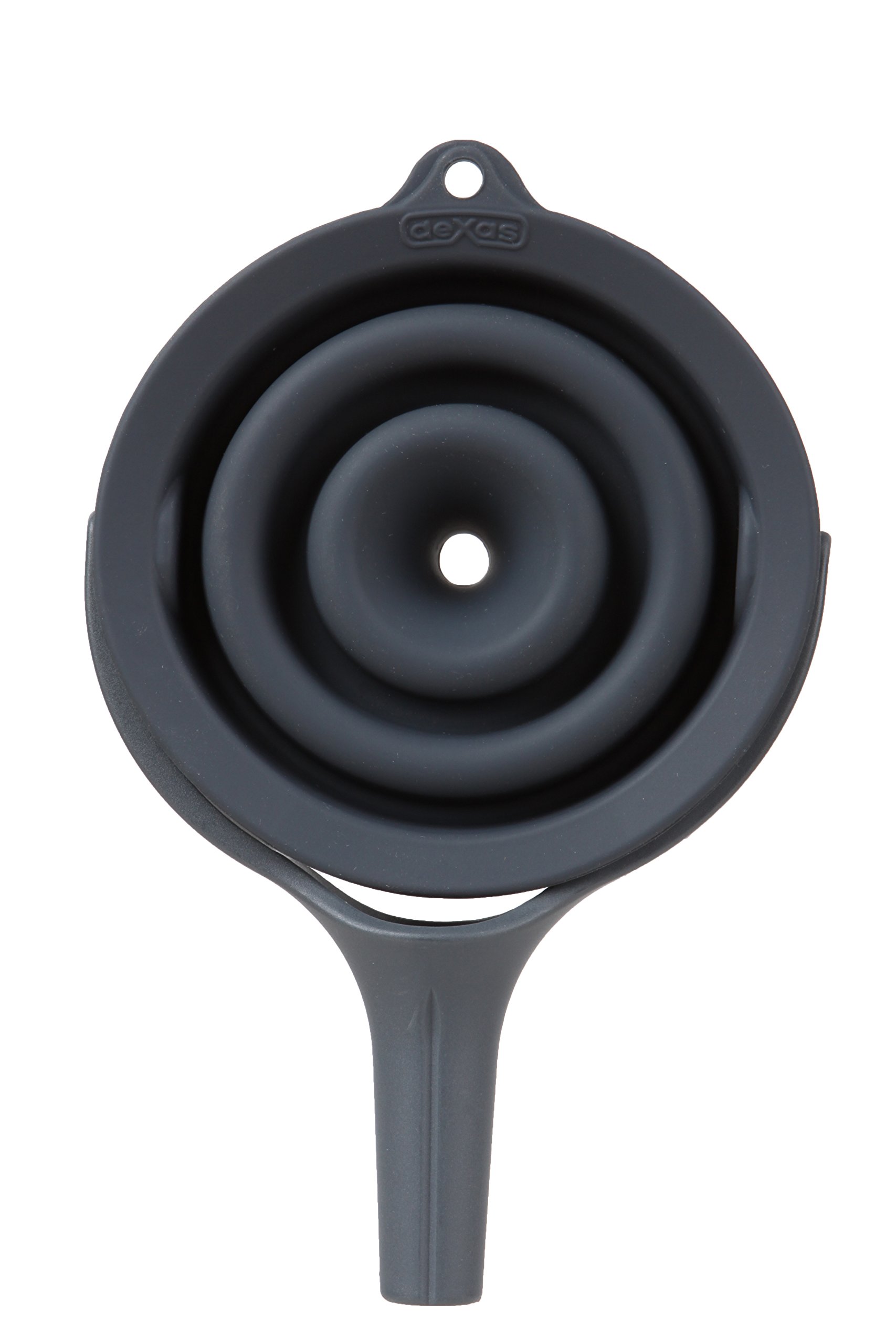 Dexas POP Collapsible Silicone Funnel - 4.5 Inch Kitchen Funnel for Baking, Cooking & Oil Pouring - Space Saving Gray Folding Funnel - Perfect for Home, Camping & RV Use