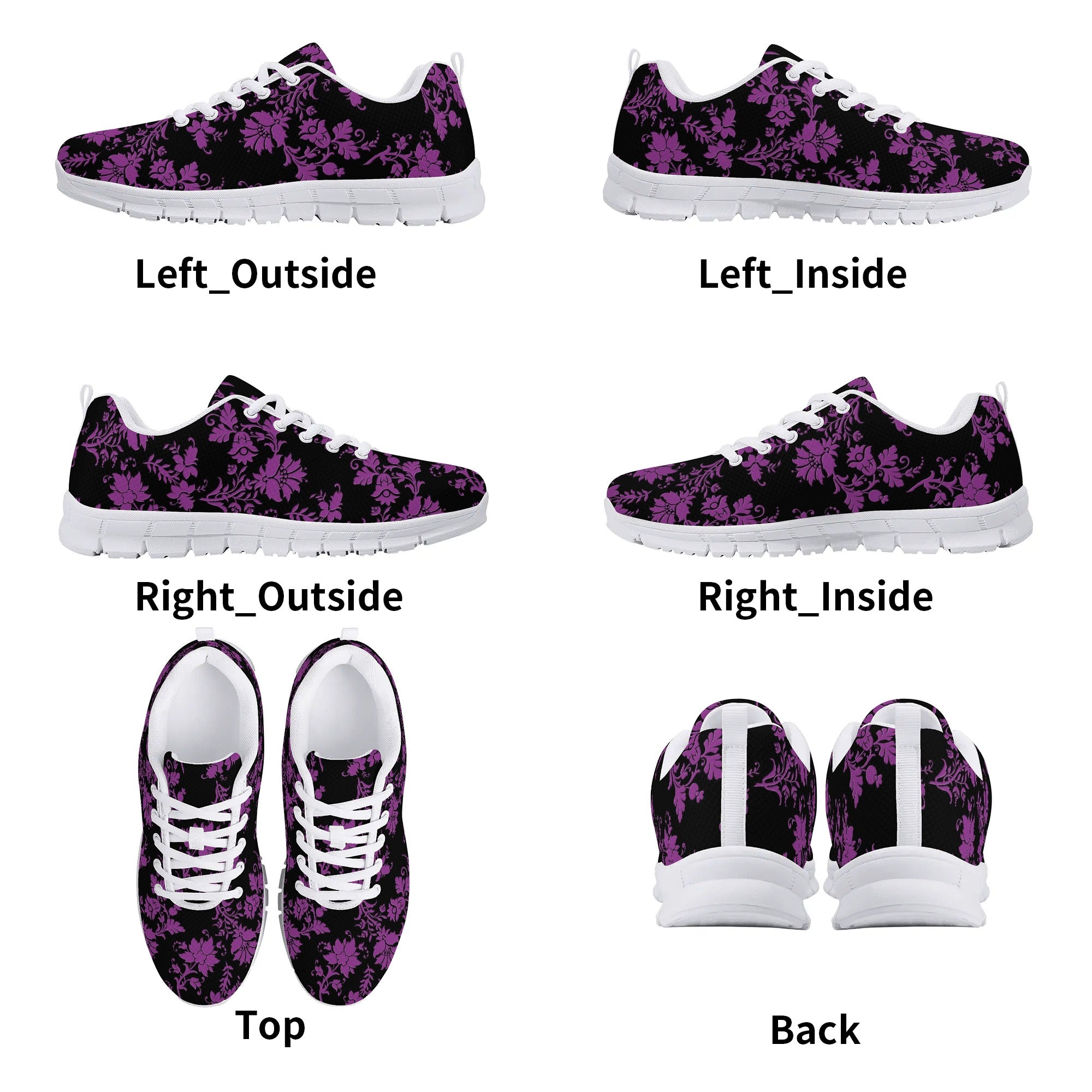 Gothic Purple Floral EVA Mesh Running Shoes for Women - Lightweight Breathable Sneakers for Jogging, Gym Workouts & Casual Wear