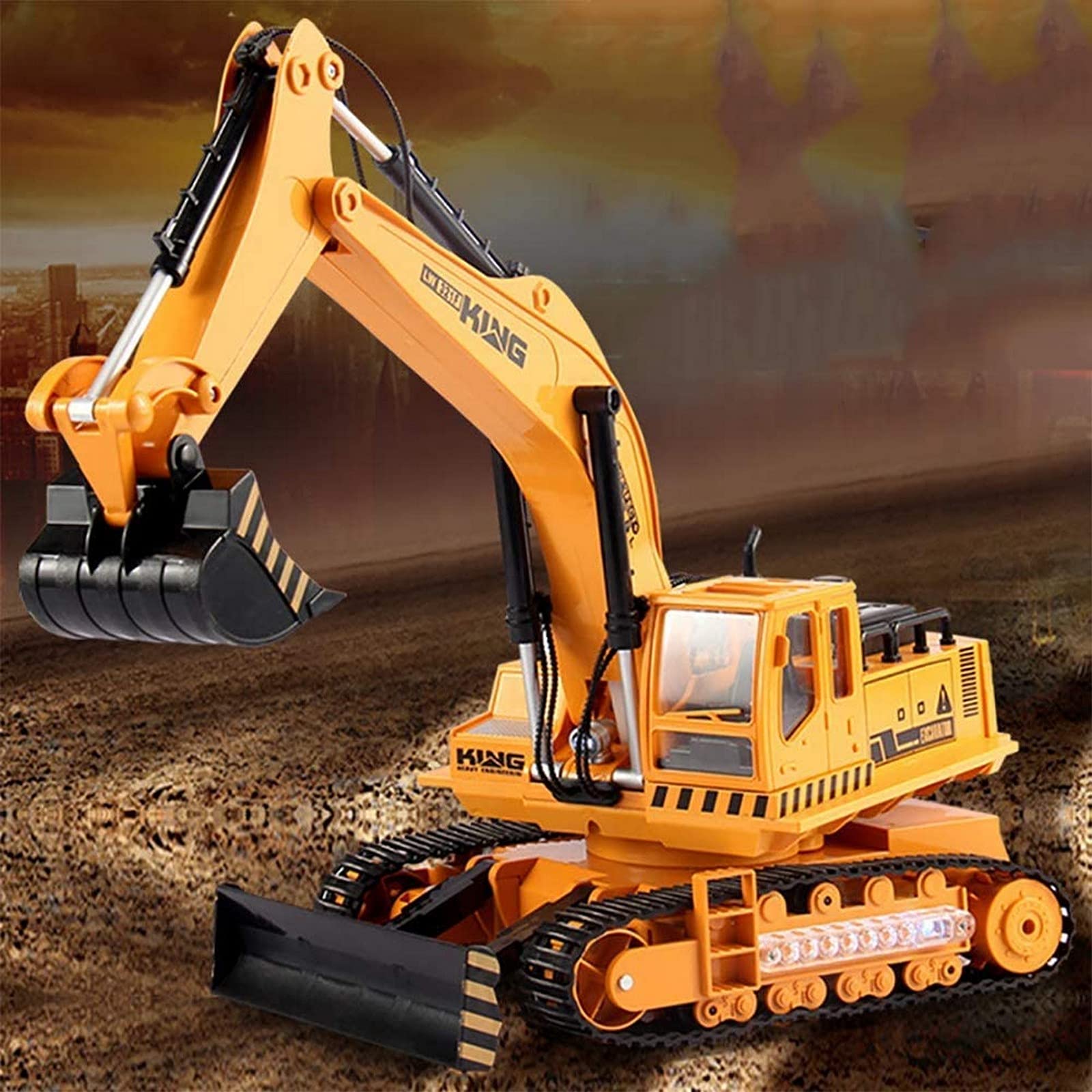 11 Channel Full Functional Remote Control Excavator Toy for Kids - 2.4GHz RC Construction Vehicle with Lights & Sounds, Rechargeable Battery - Perfect for Outdoor Play, Sandbox Activities & Construction Pretend Play