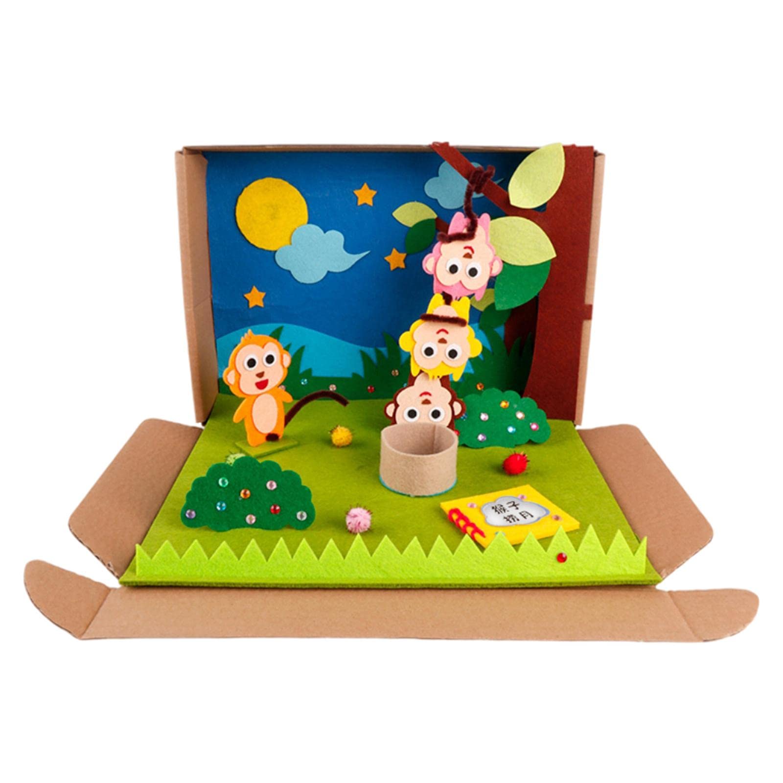 Creative DIY Felt Craft Kit - Animal Story Patchwork Non-Woven Sewing Ornaments for Kids Room Decor, Toddler Art Crafts & Party Favors (Monkey Design) - Perfect for Birthday Gifts, Classroom Activities & Home Decor Projects