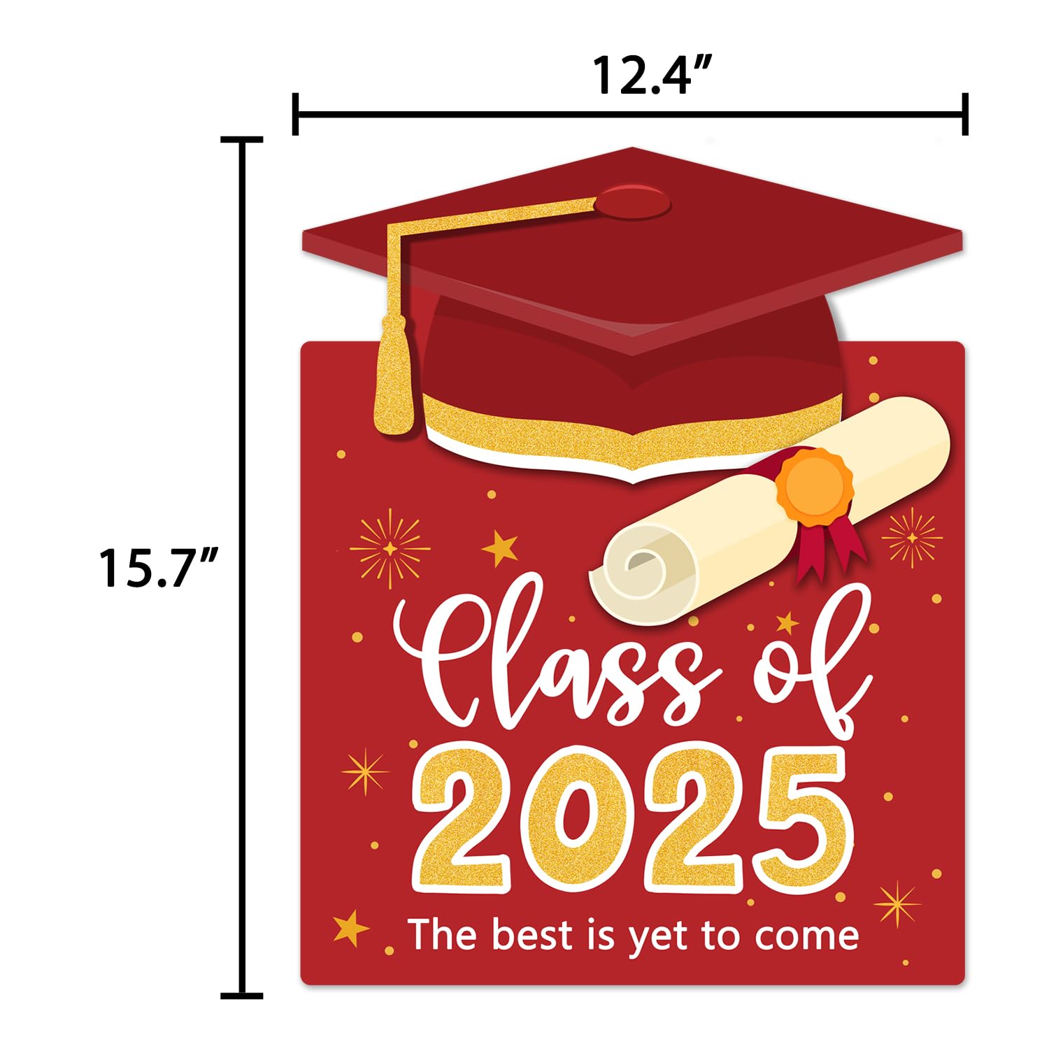 2025 Graduation Yard Sign - Outdoor Lawn Decoration for Class of 2025 - Durable Red Graduation Sign - Perfect for Backyard Celebrations & Photo Backdrops