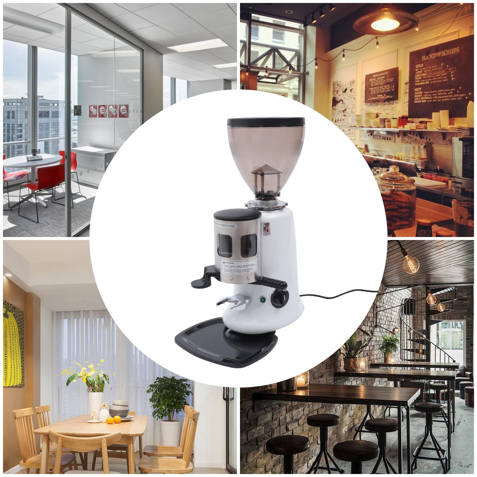 Commercial Coffee Grinder 350W - Heavy Duty Tapered Burr Grinder with Cast Aluminum Body - Extra Wide 1200g Hopper Capacity - Perfect for Coffee Shops, Restaurants & Large Batch Brewing