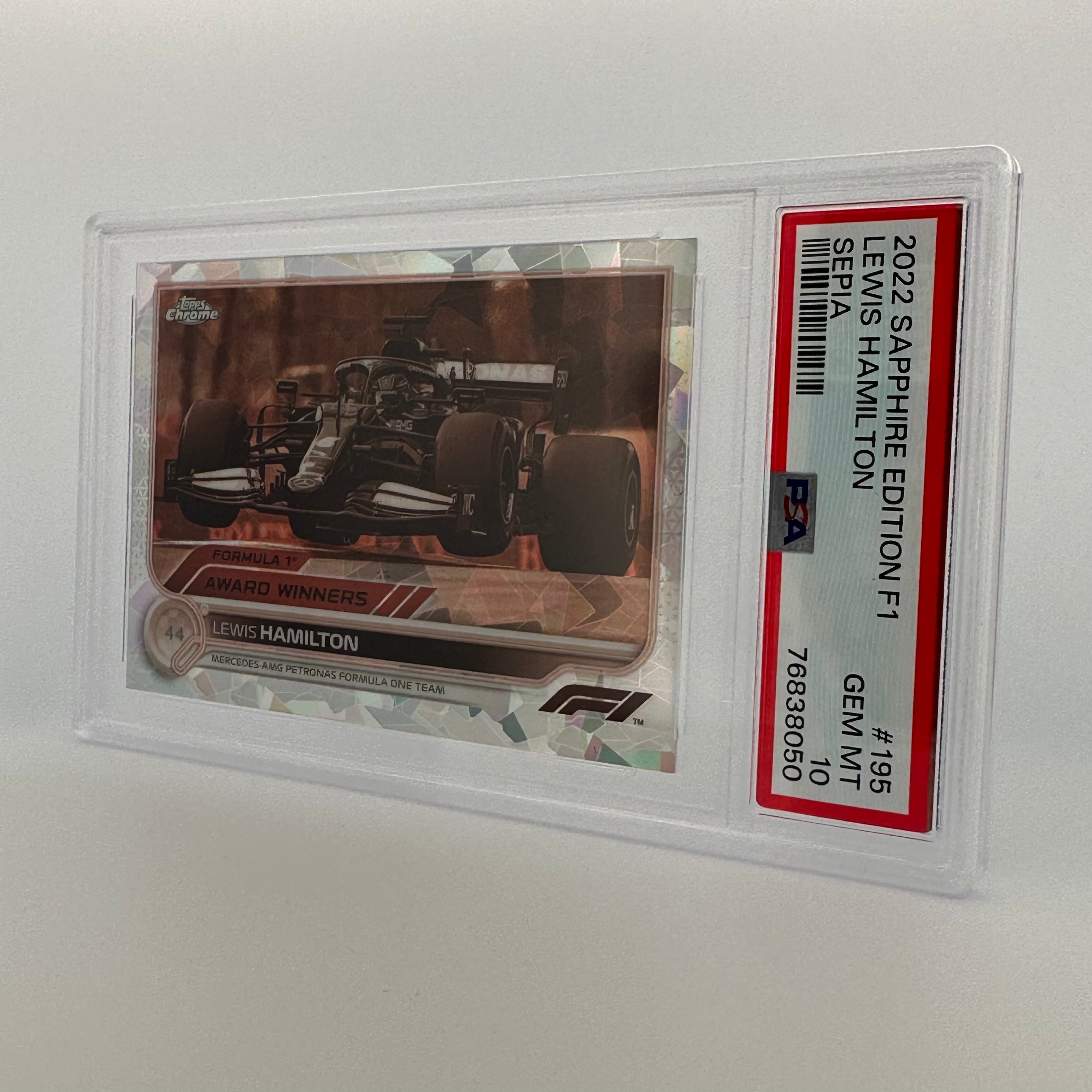PSA 10 Lewis Hamilton #195 Sapphire Edition Sepia 33/100 - Rare F1 Trading Card for Collectors & Fans - Perfect for Display, Investment & Memorabilia